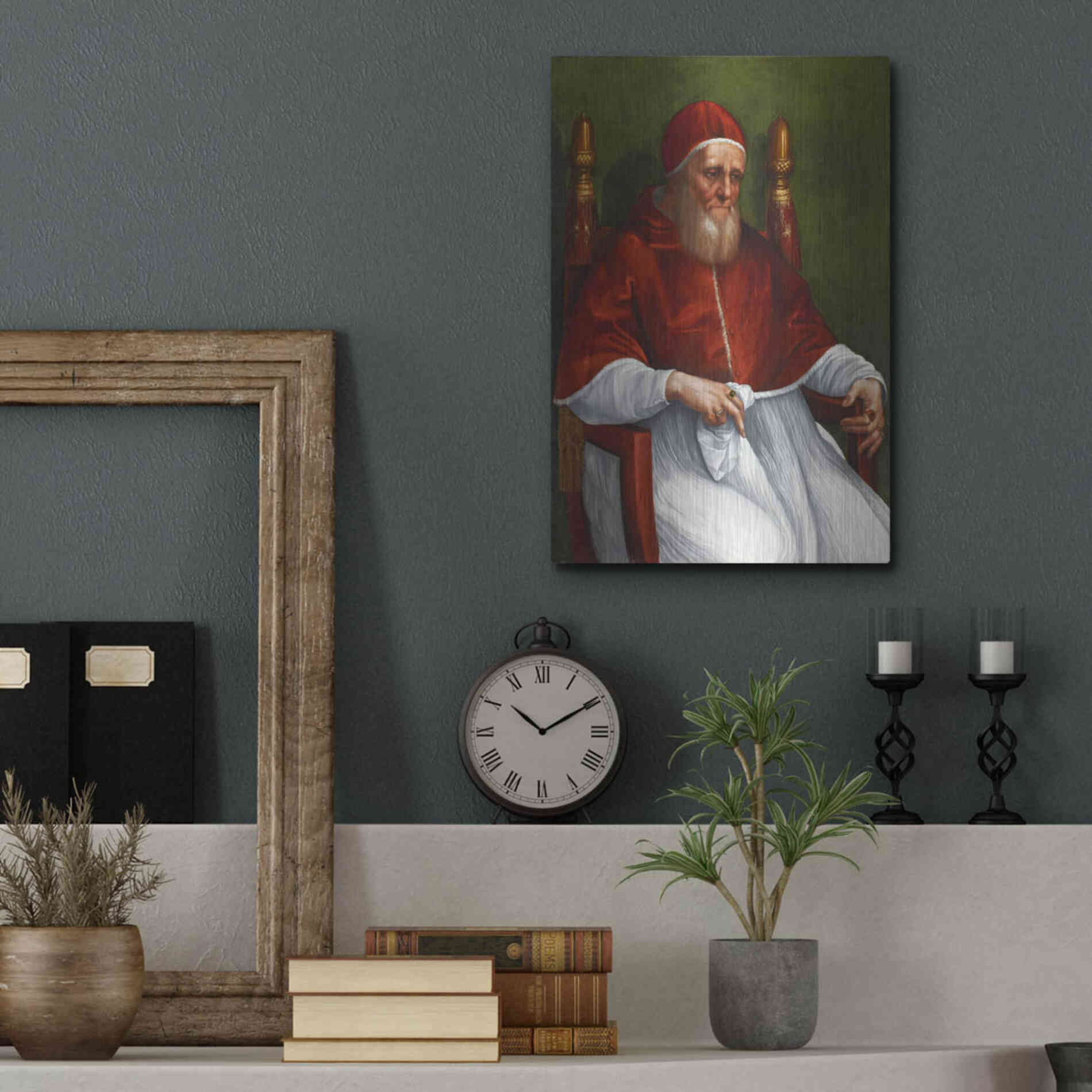 Luxe Metal Art 'Portrait of Pope Julius II' by Raphael, Metal Wall Art,12x16