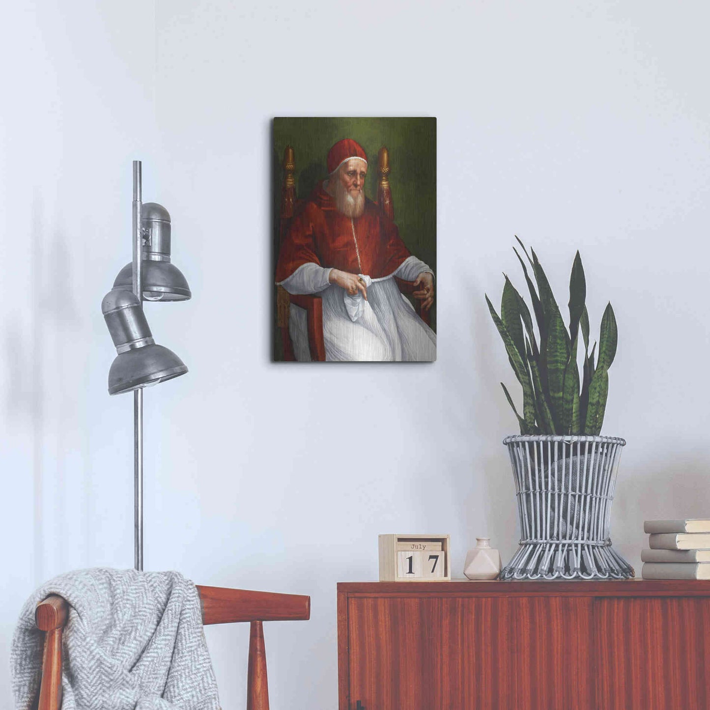 Luxe Metal Art 'Portrait of Pope Julius II' by Raphael, Metal Wall Art,16x24