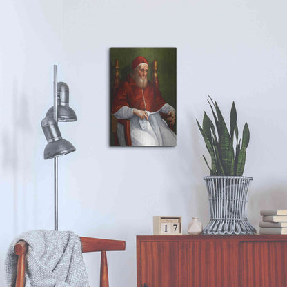 Luxe Metal Art 'Portrait of Pope Julius II' by Raphael, Metal Wall Art,16x24