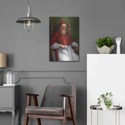 Luxe Metal Art 'Portrait of Pope Julius II' by Raphael, Metal Wall Art,16x24