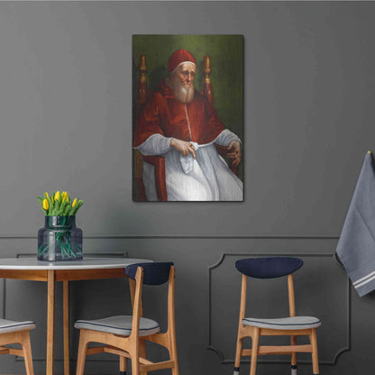 Luxe Metal Art 'Portrait of Pope Julius II' by Raphael, Metal Wall Art,24x36
