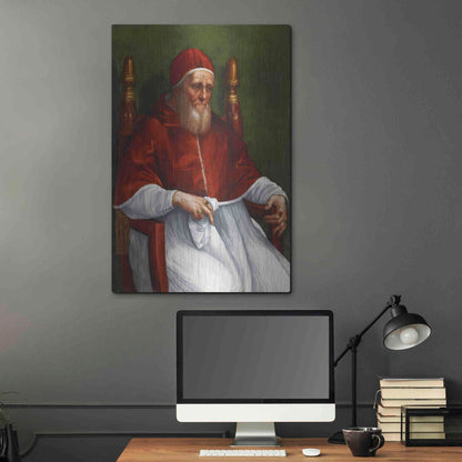 Luxe Metal Art 'Portrait of Pope Julius II' by Raphael, Metal Wall Art,24x36