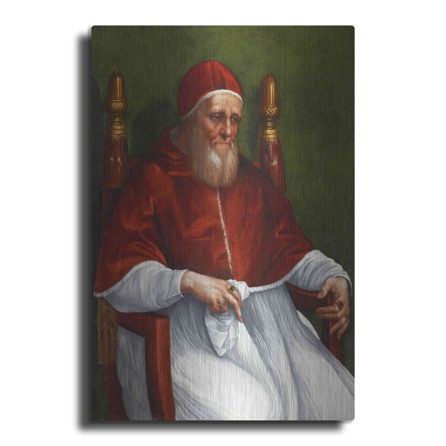 Luxe Metal Art 'Portrait of Pope Julius II' by Raphael, Metal Wall Art