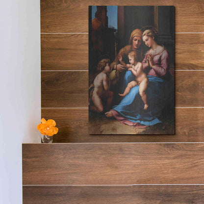 Luxe Metal Art 'Madonna of Divine Love' by Raphael, Metal Wall Art,12x16