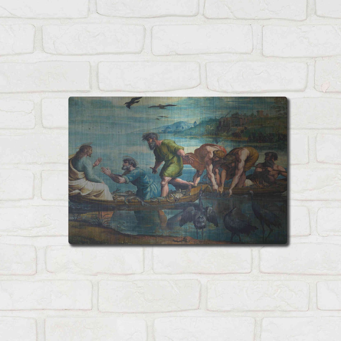 Luxe Metal Art 'The Miraculous Draught of Fishes' by Raphael, Metal Wall Art,16x12
