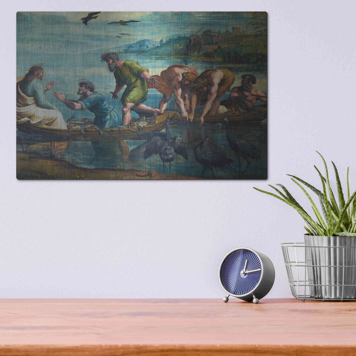 Luxe Metal Art 'The Miraculous Draught of Fishes' by Raphael, Metal Wall Art,16x12
