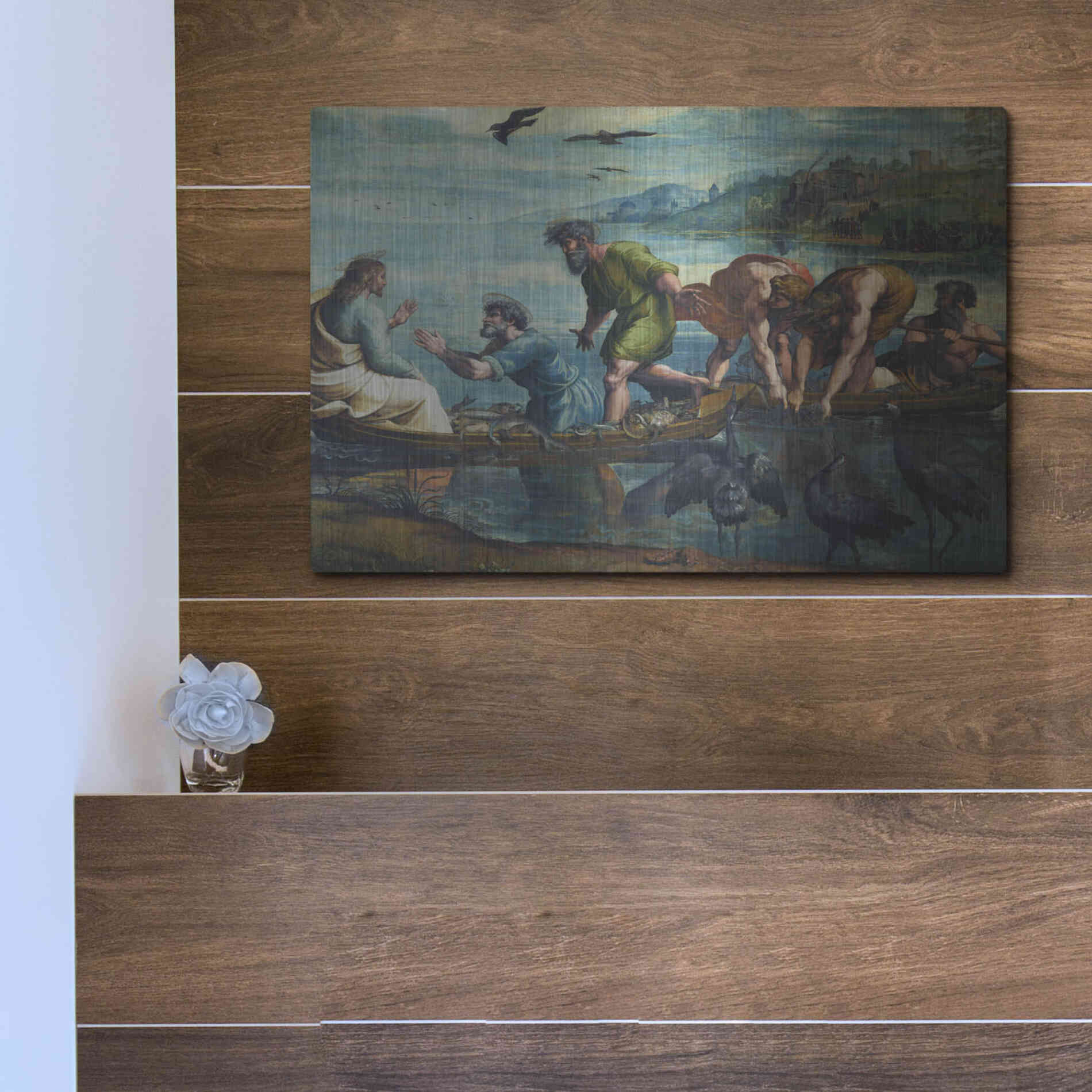 Luxe Metal Art 'The Miraculous Draught of Fishes' by Raphael, Metal Wall Art,16x12