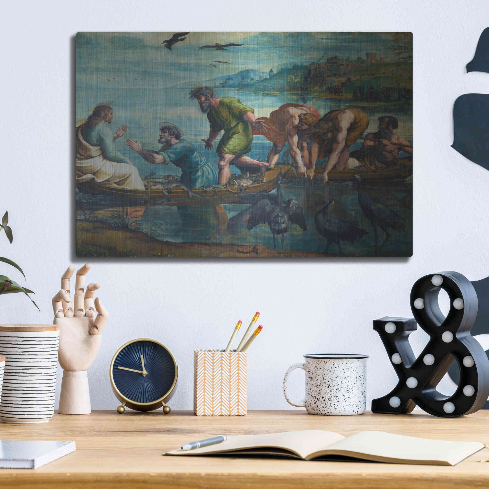 Luxe Metal Art 'The Miraculous Draught of Fishes' by Raphael, Metal Wall Art,16x12