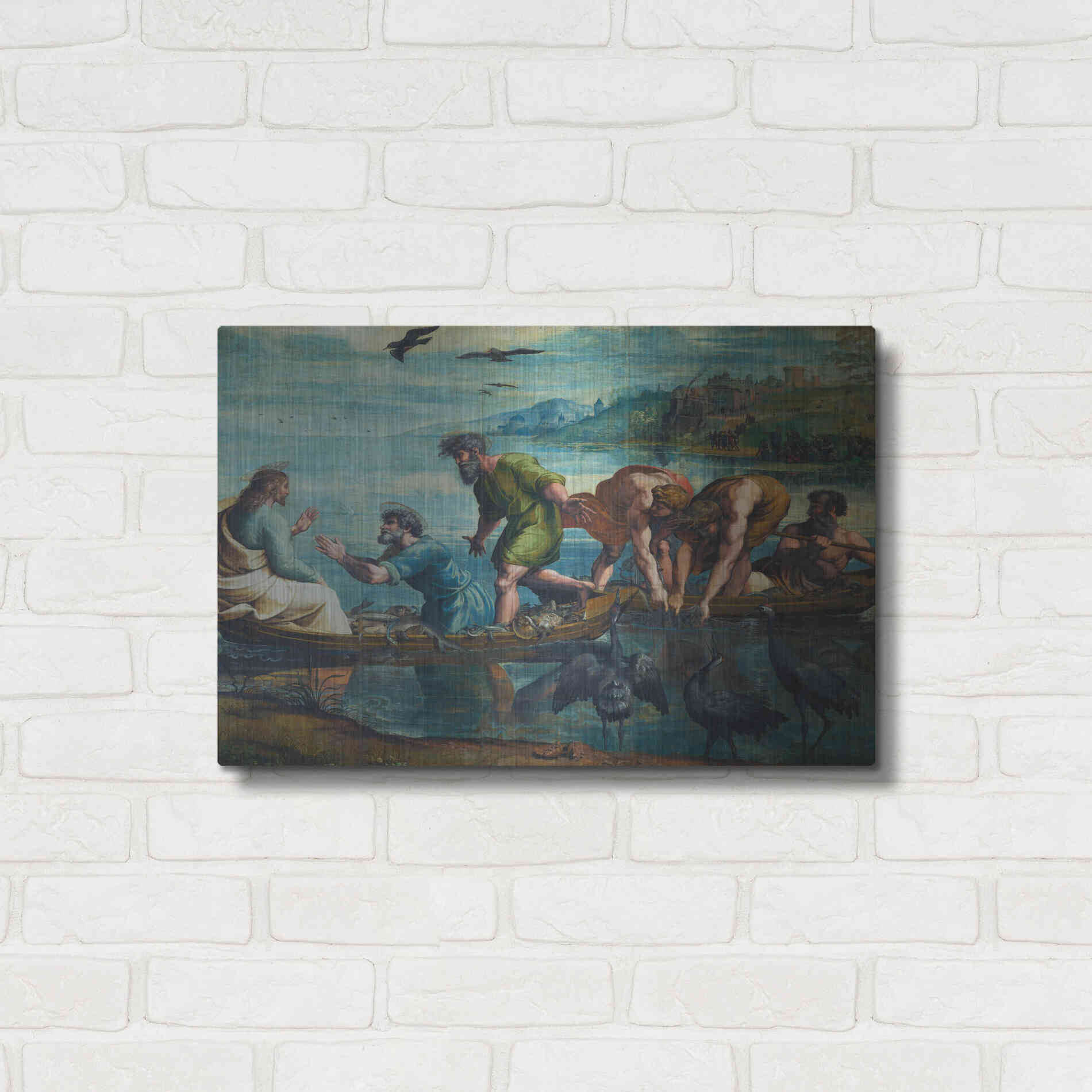 Luxe Metal Art 'The Miraculous Draught of Fishes' by Raphael, Metal Wall Art,24x16