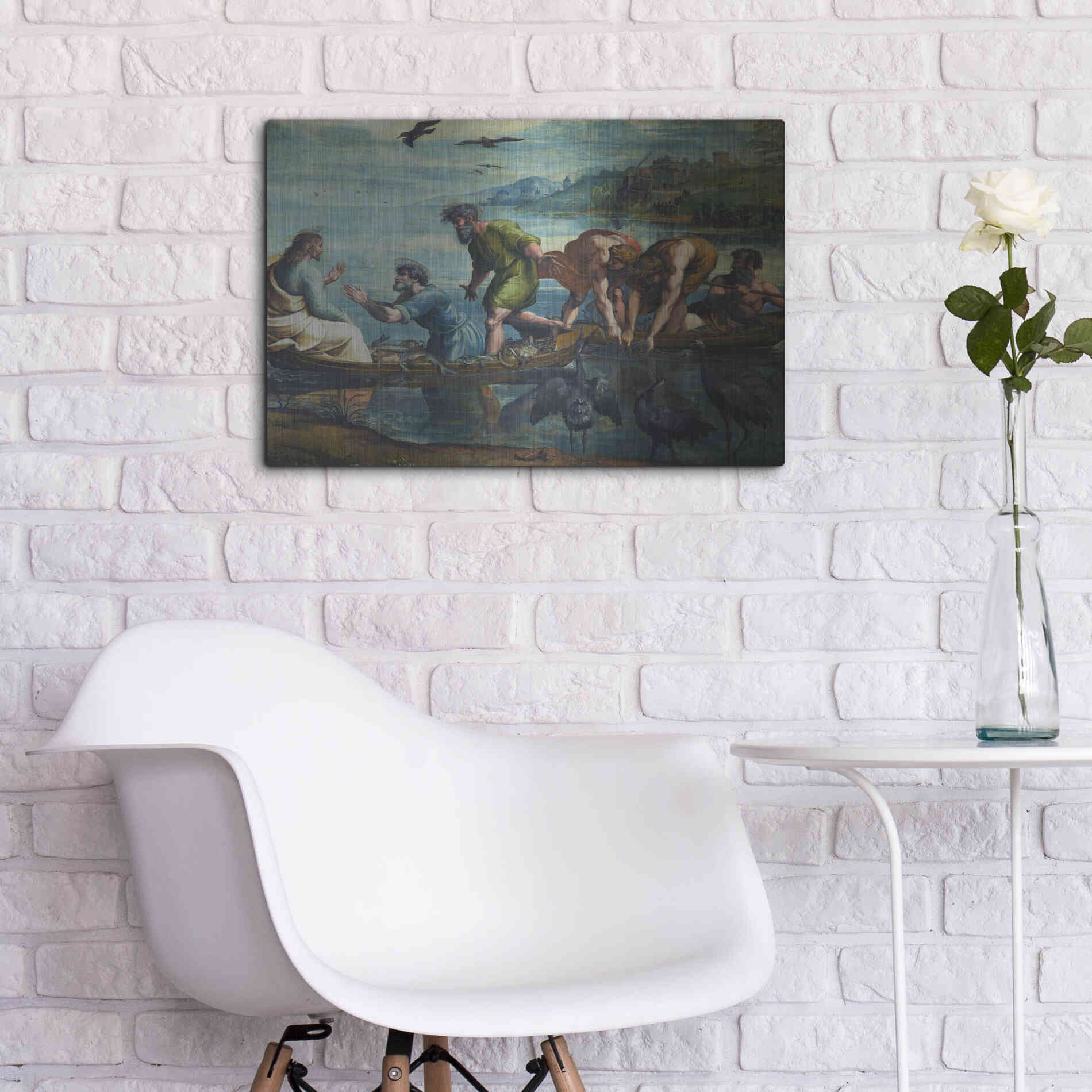 Luxe Metal Art 'The Miraculous Draught of Fishes' by Raphael, Metal Wall Art,24x16