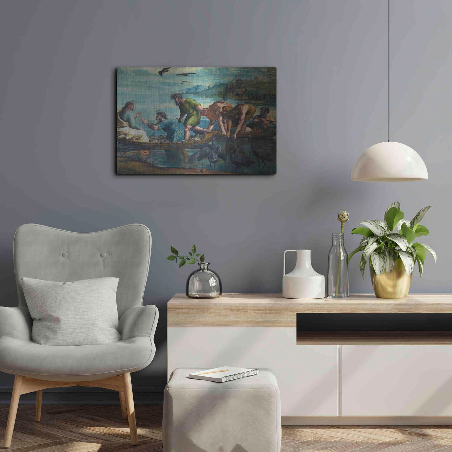 Luxe Metal Art 'The Miraculous Draught of Fishes' by Raphael, Metal Wall Art,24x16