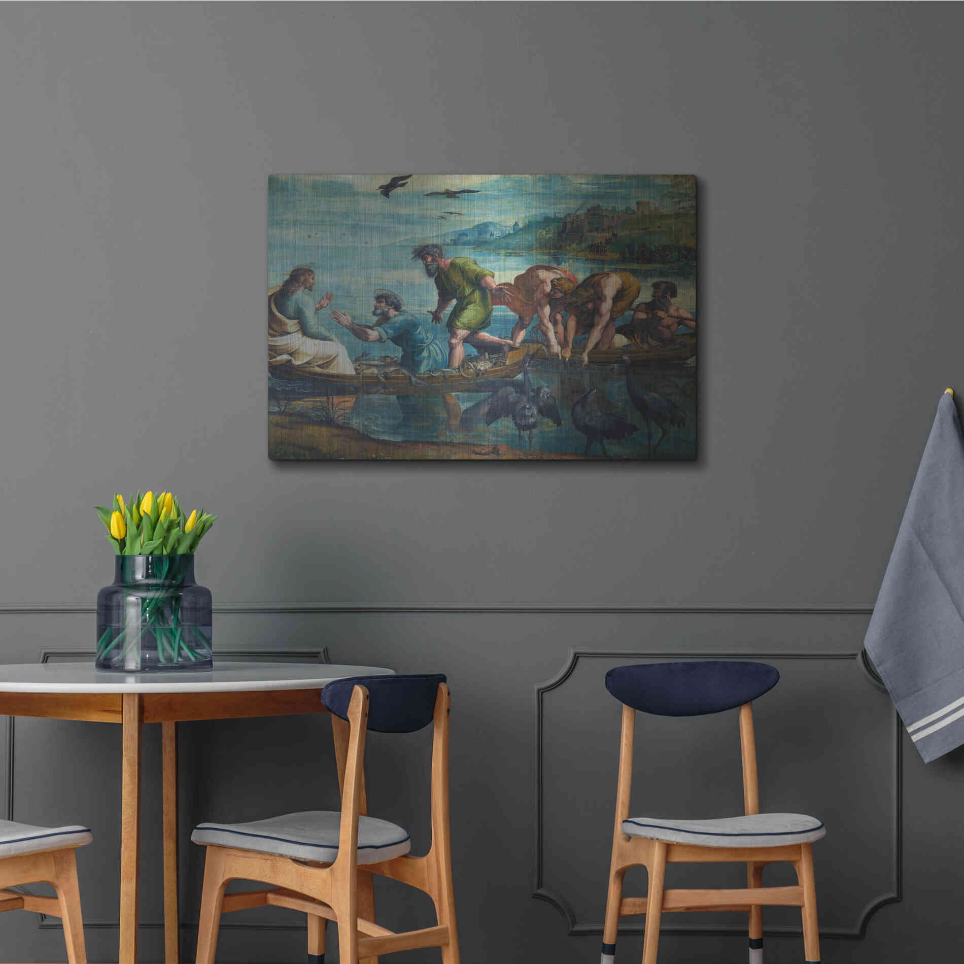 Luxe Metal Art 'The Miraculous Draught of Fishes' by Raphael, Metal Wall Art,36x24