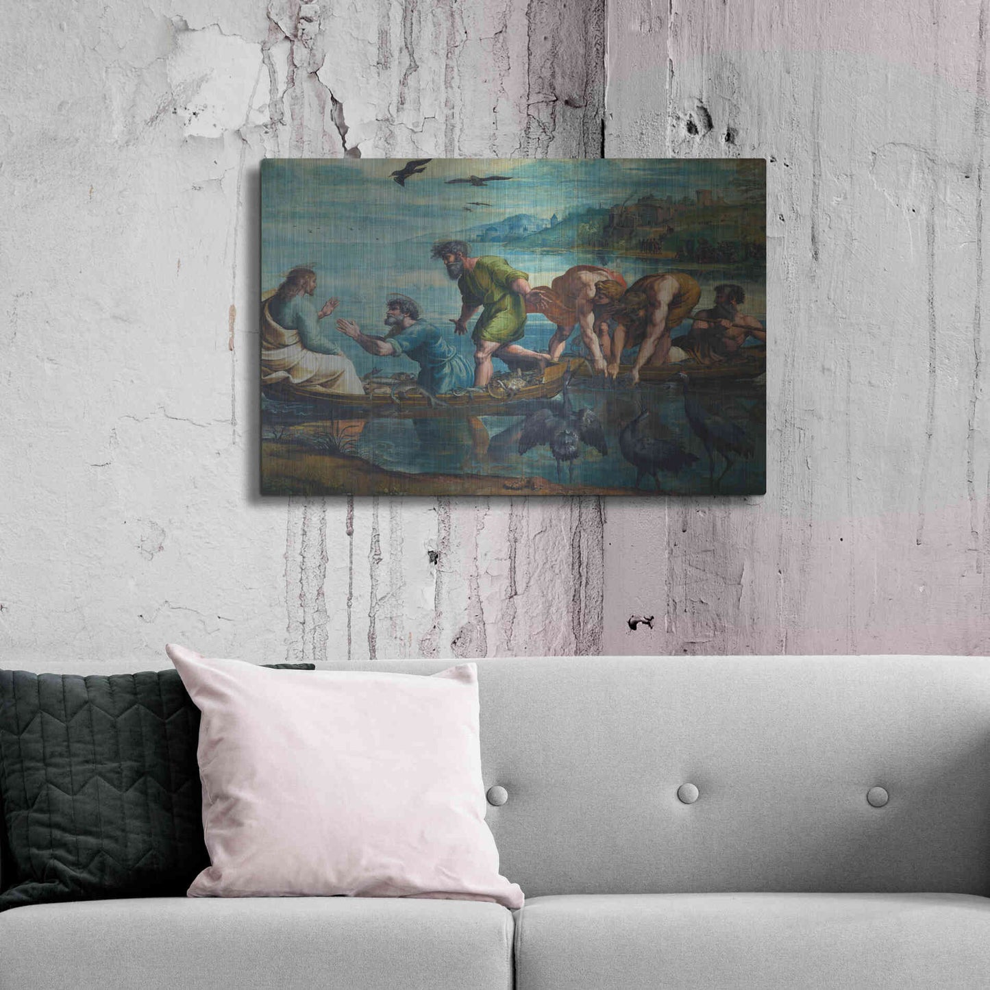 Luxe Metal Art 'The Miraculous Draught of Fishes' by Raphael, Metal Wall Art,36x24