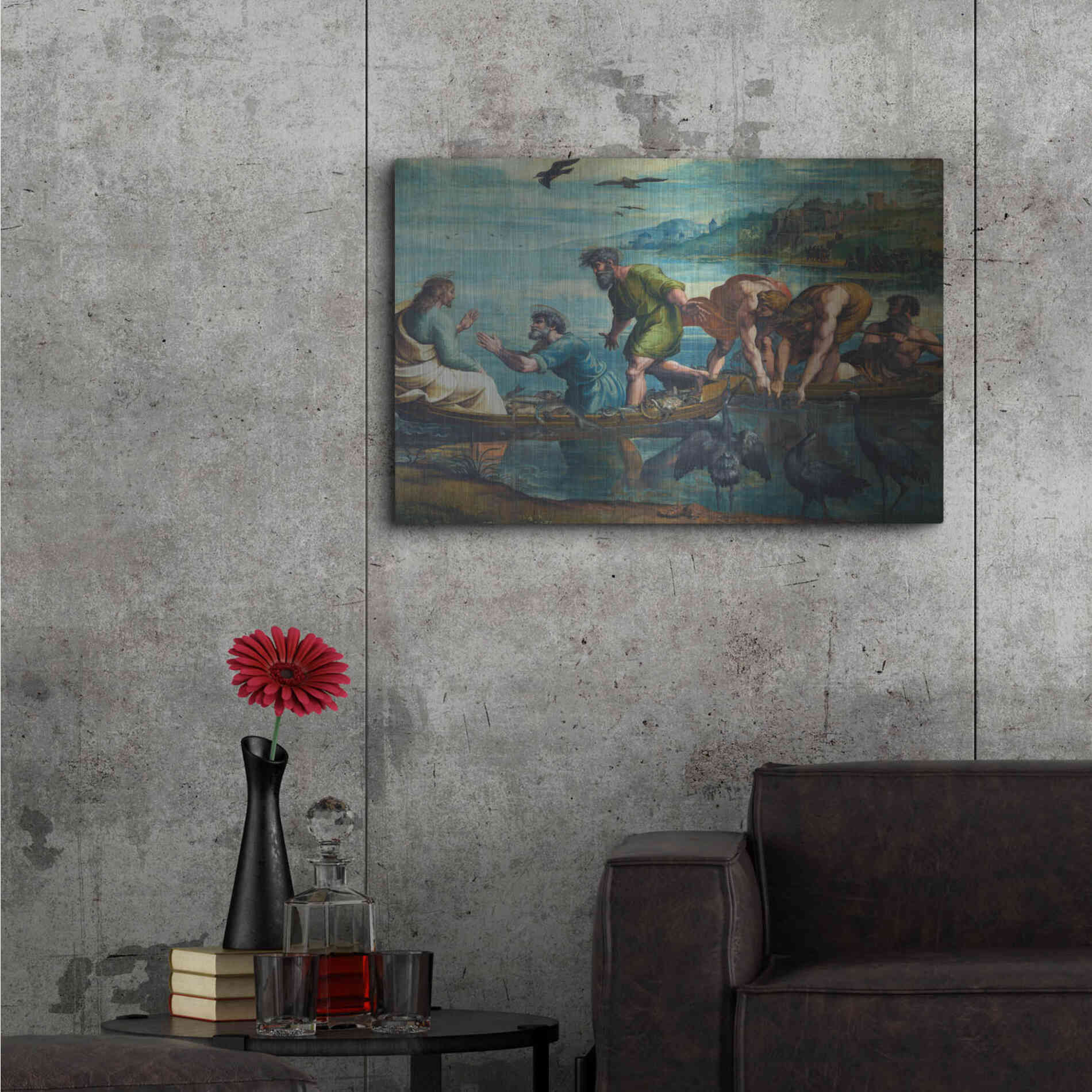 Luxe Metal Art 'The Miraculous Draught of Fishes' by Raphael, Metal Wall Art,36x24