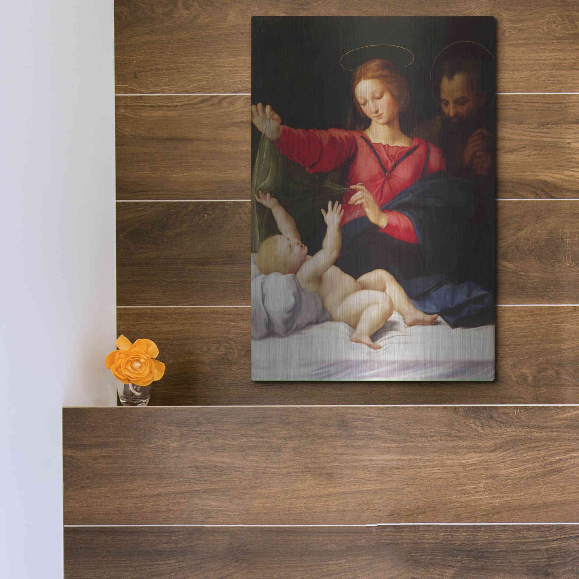 Luxe Metal Art 'Madonna of Loreto' by Raphael, Metal Wall Art,12x16