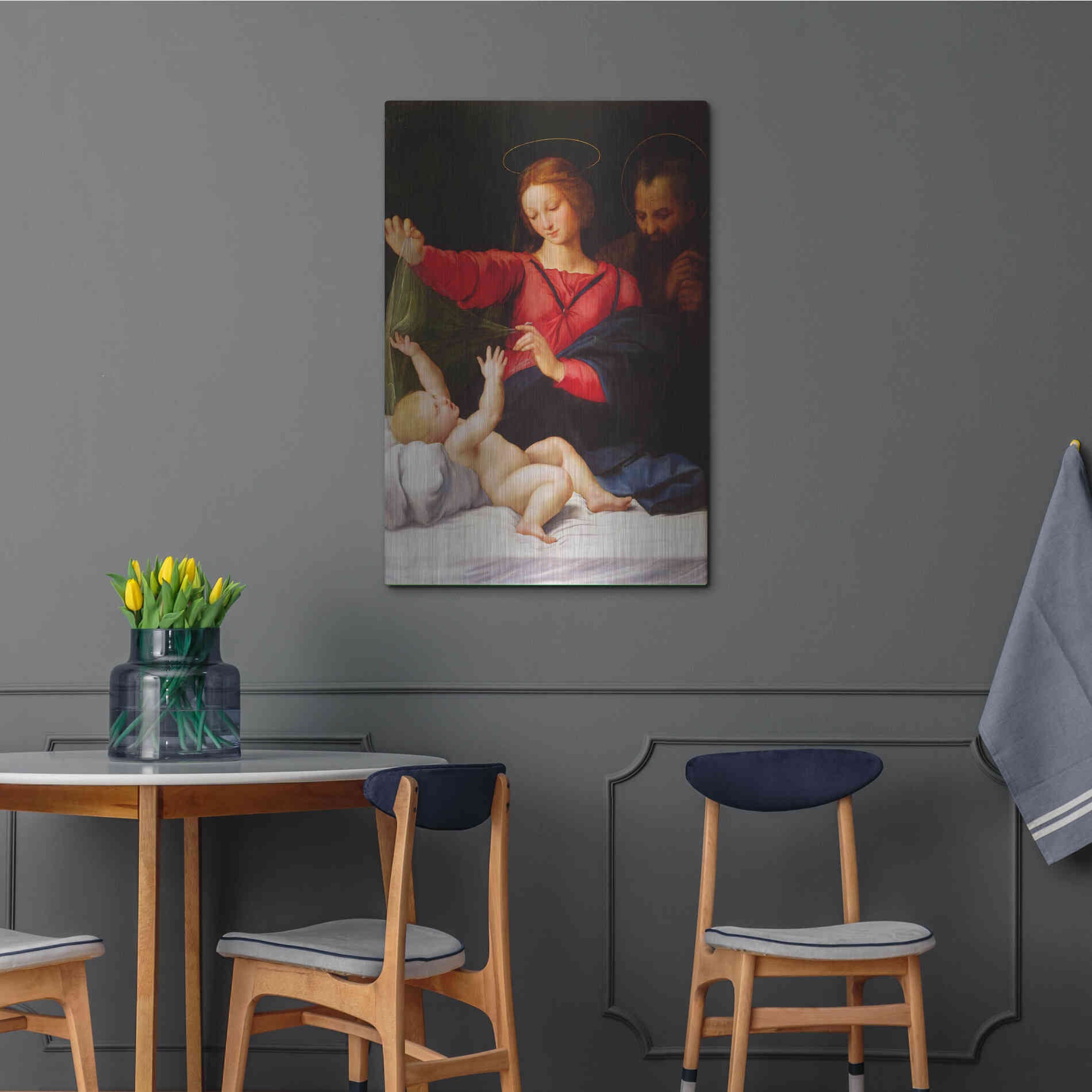 Luxe Metal Art 'Madonna of Loreto' by Raphael, Metal Wall Art,24x36