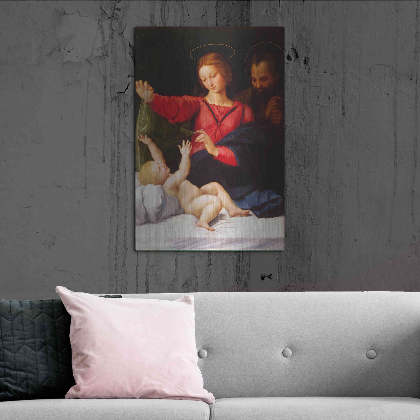 Luxe Metal Art 'Madonna of Loreto' by Raphael, Metal Wall Art,24x36