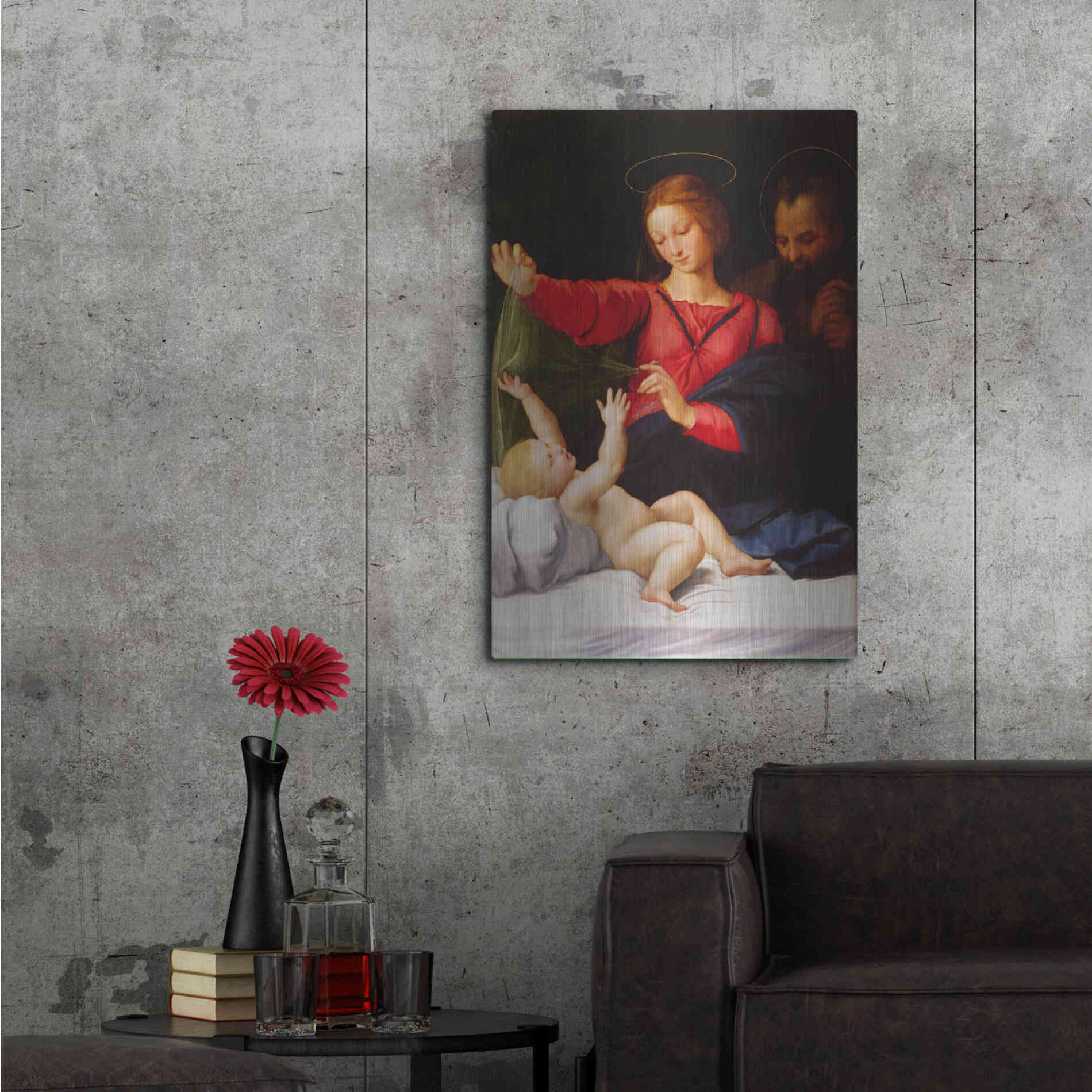 Luxe Metal Art 'Madonna of Loreto' by Raphael, Metal Wall Art,24x36