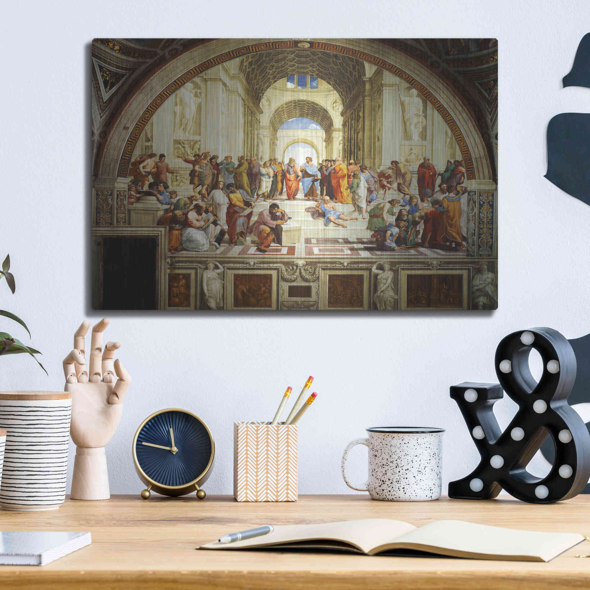 Luxe Metal Art 'The School of Athens' by Raphael, Metal Wall Art,16x12