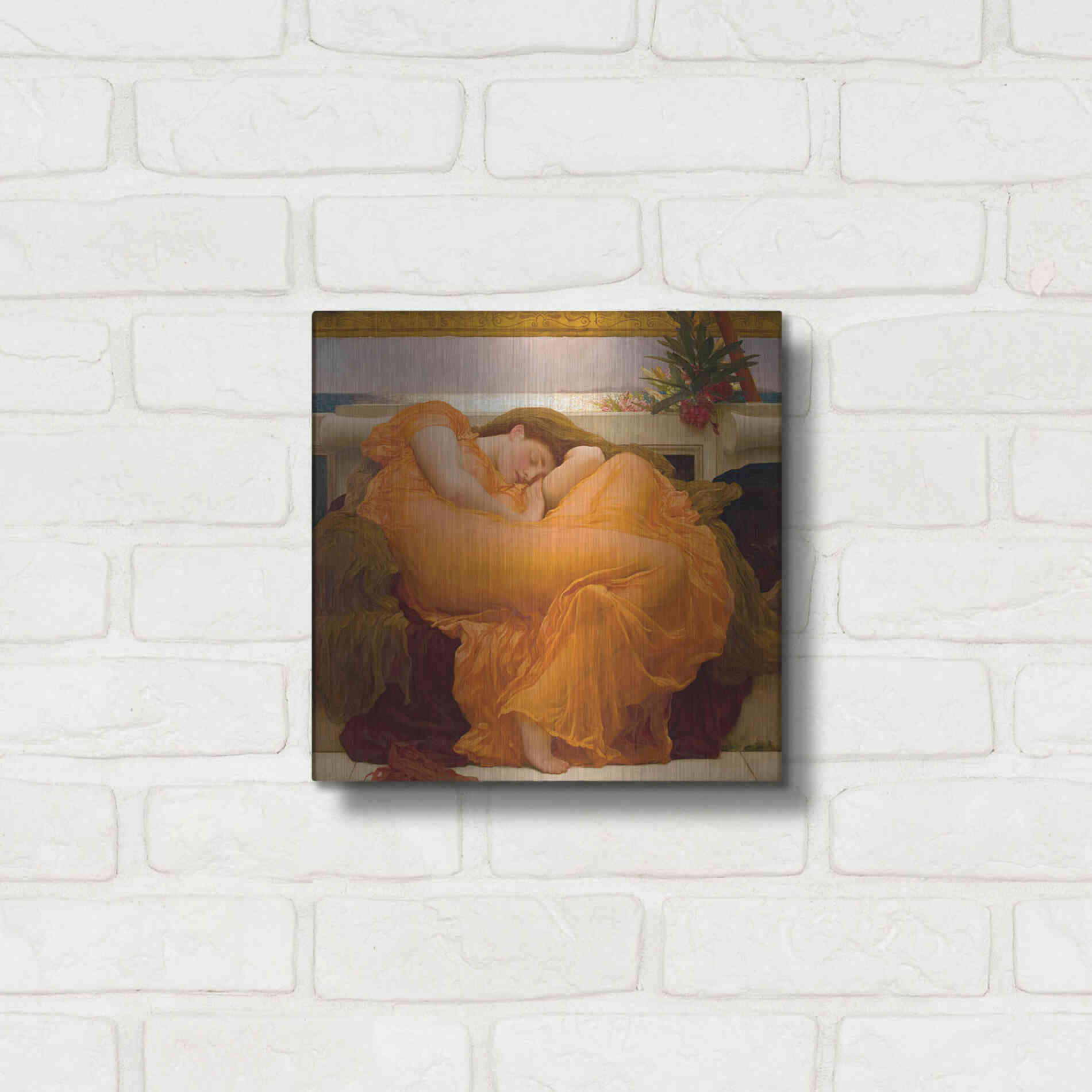Luxe Metal Art 'Flaming June' by Sir Frederic Leighton, Metal Wall Art,12x12