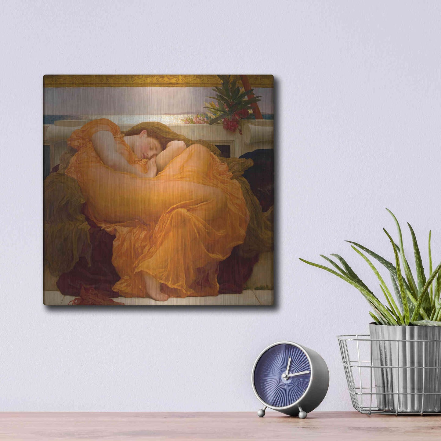 Luxe Metal Art 'Flaming June' by Sir Frederic Leighton, Metal Wall Art,12x12
