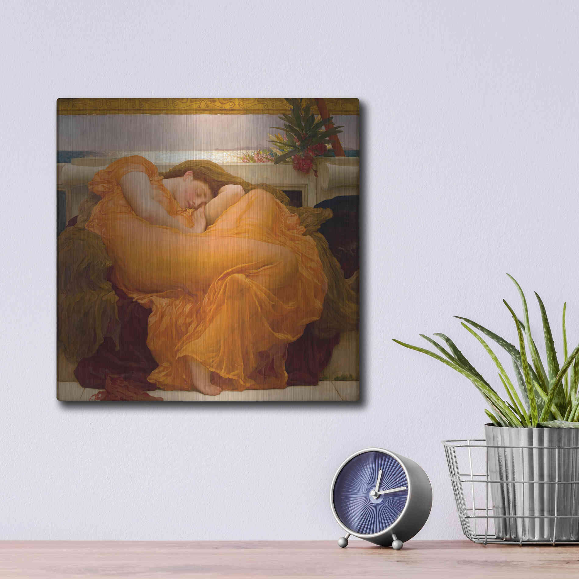 Luxe Metal Art 'Flaming June' by Sir Frederic Leighton, Metal Wall Art,12x12
