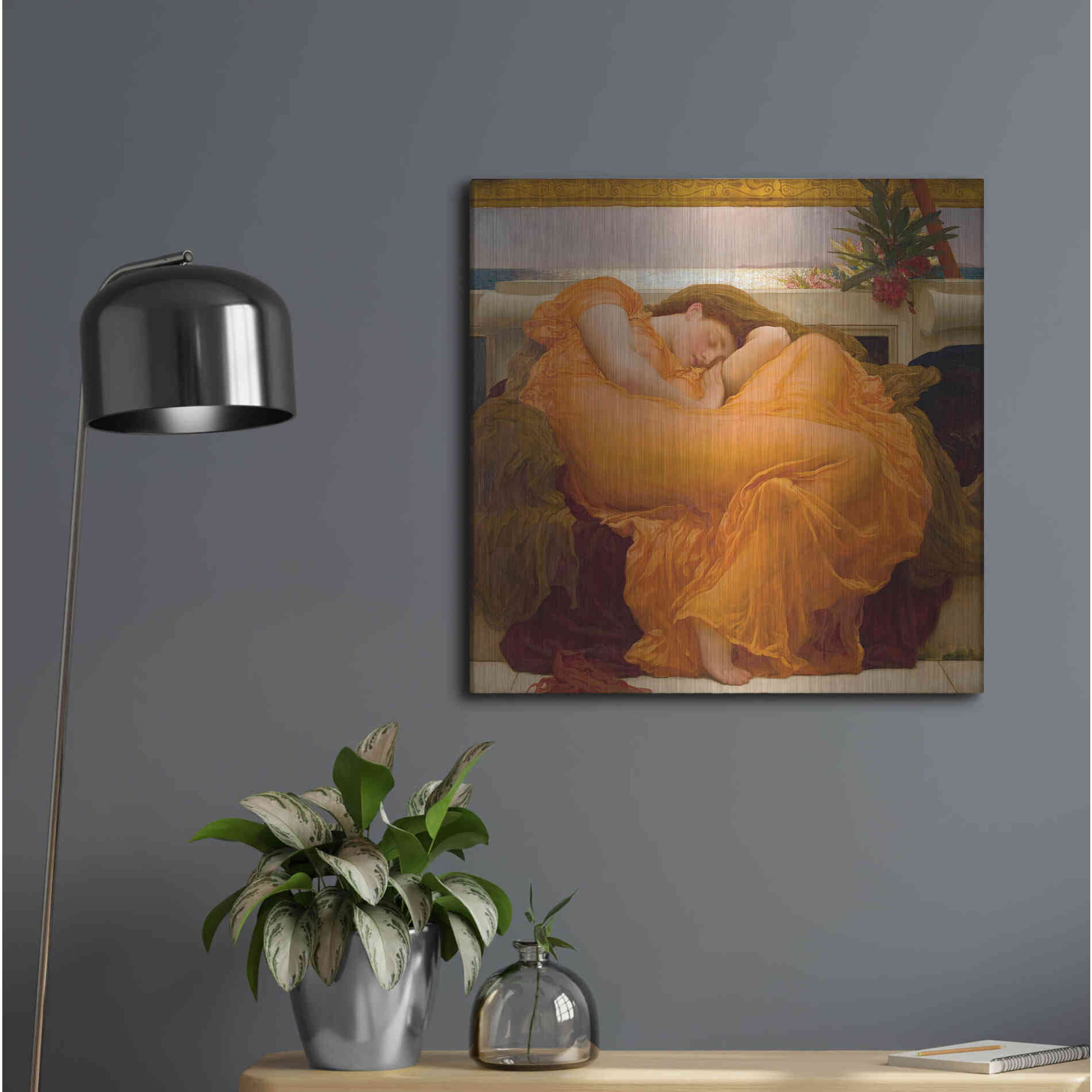 Luxe Metal Art 'Flaming June' by Sir Frederic Leighton, Metal Wall Art,24x24