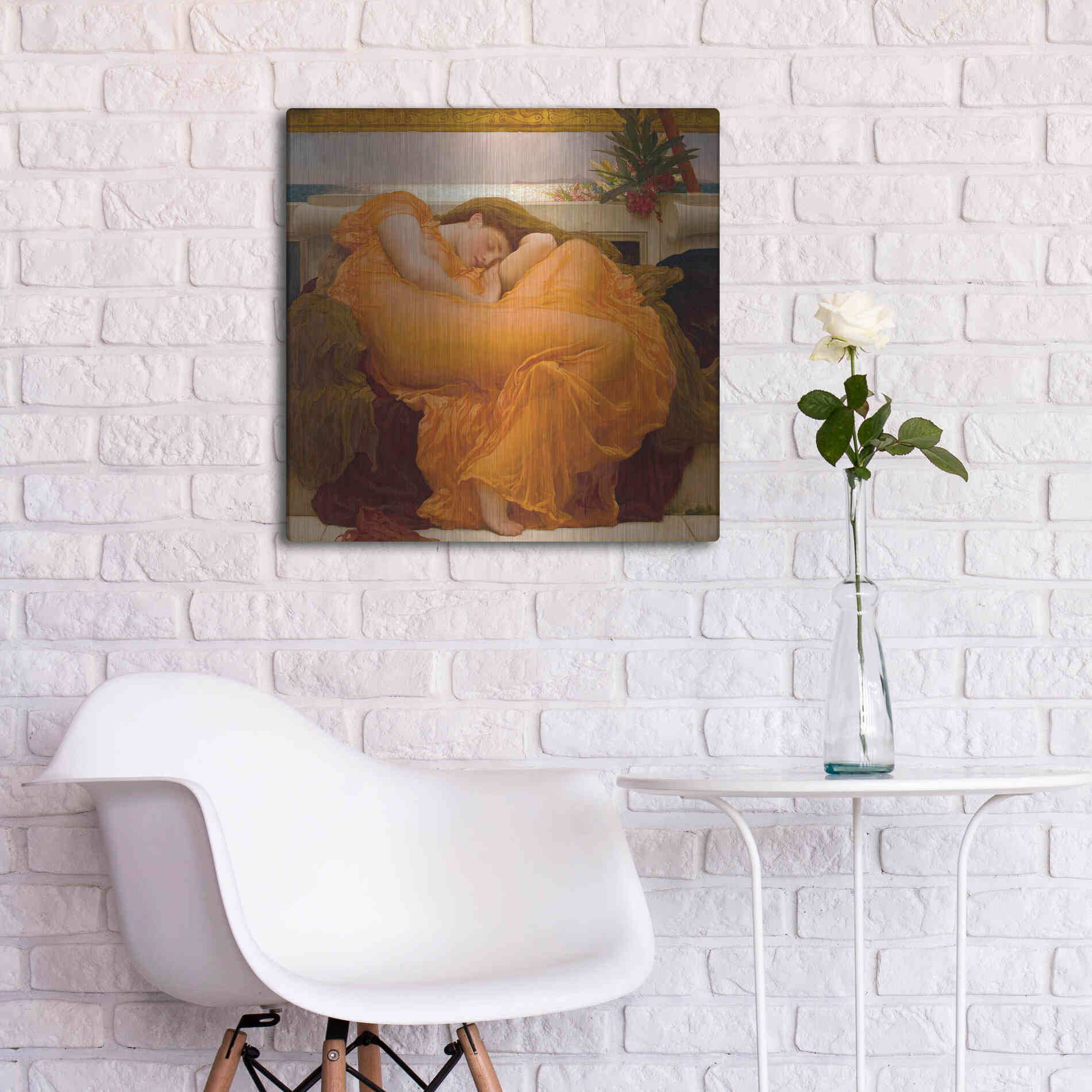 Luxe Metal Art 'Flaming June' by Sir Frederic Leighton, Metal Wall Art,24x24
