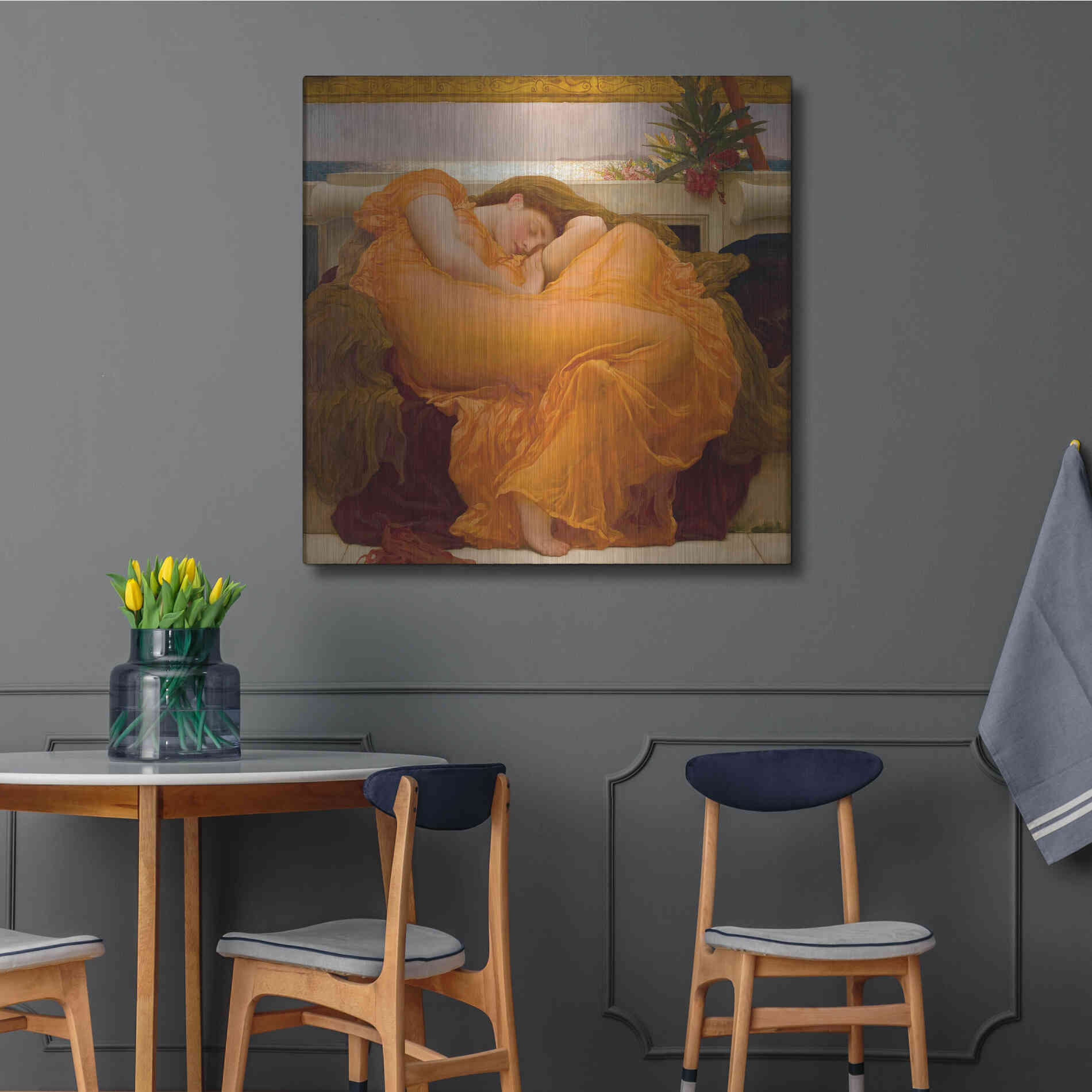 Luxe Metal Art 'Flaming June' by Sir Frederic Leighton, Metal Wall Art,36x36