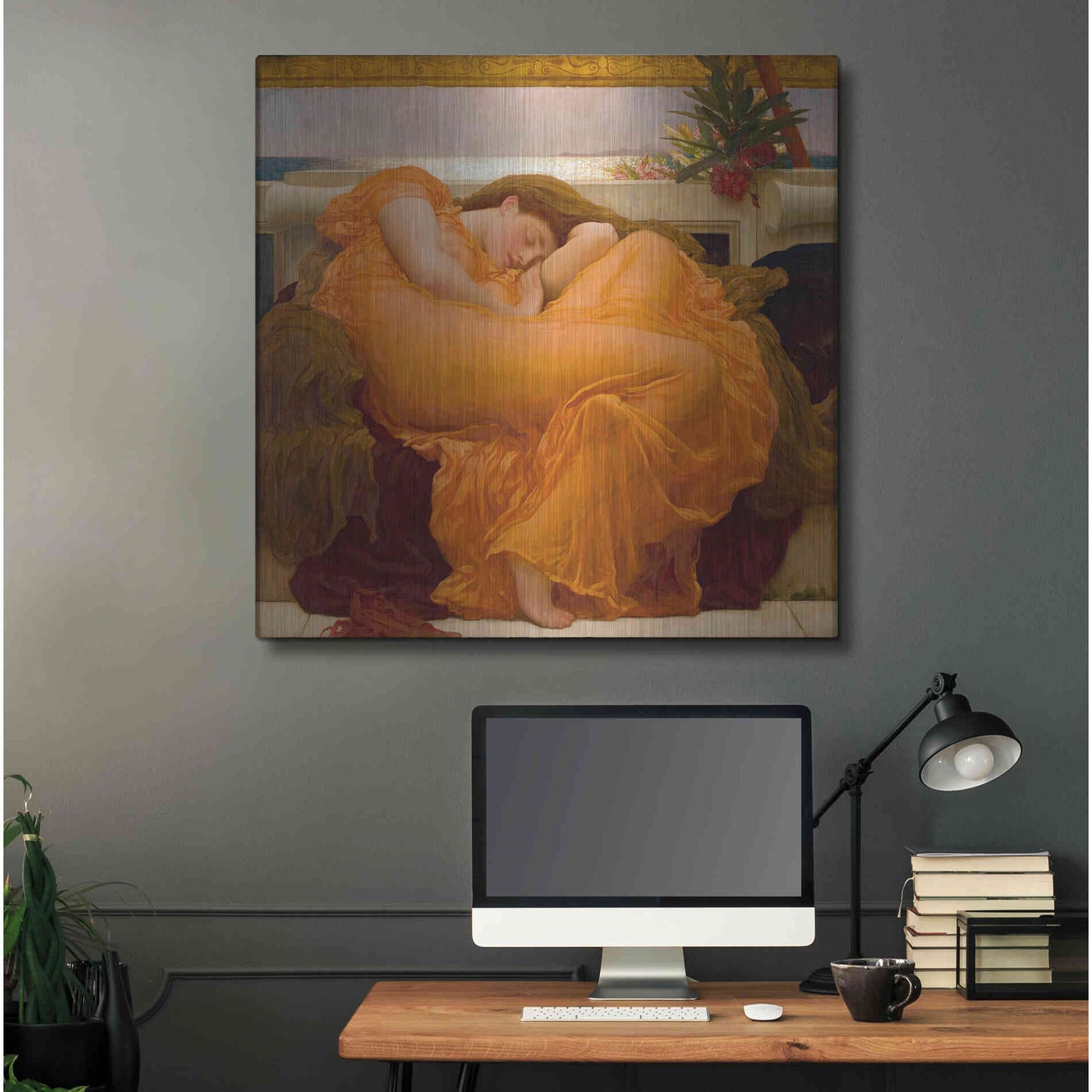 Luxe Metal Art 'Flaming June' by Sir Frederic Leighton, Metal Wall Art,36x36