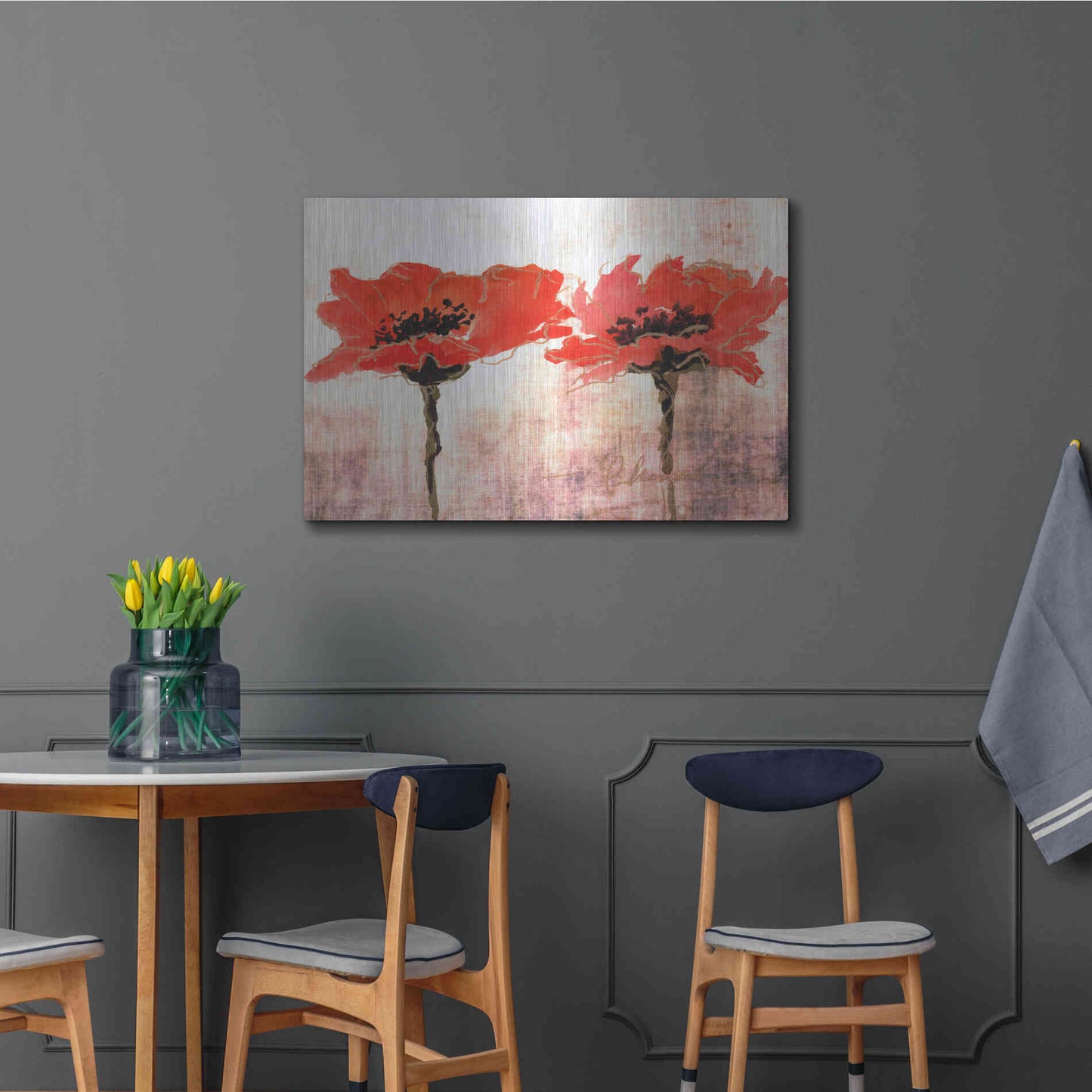 Luxe Metal Art 'Vivid Red Poppies V' by Leticia Herrera, Metal Wall Art,36x24