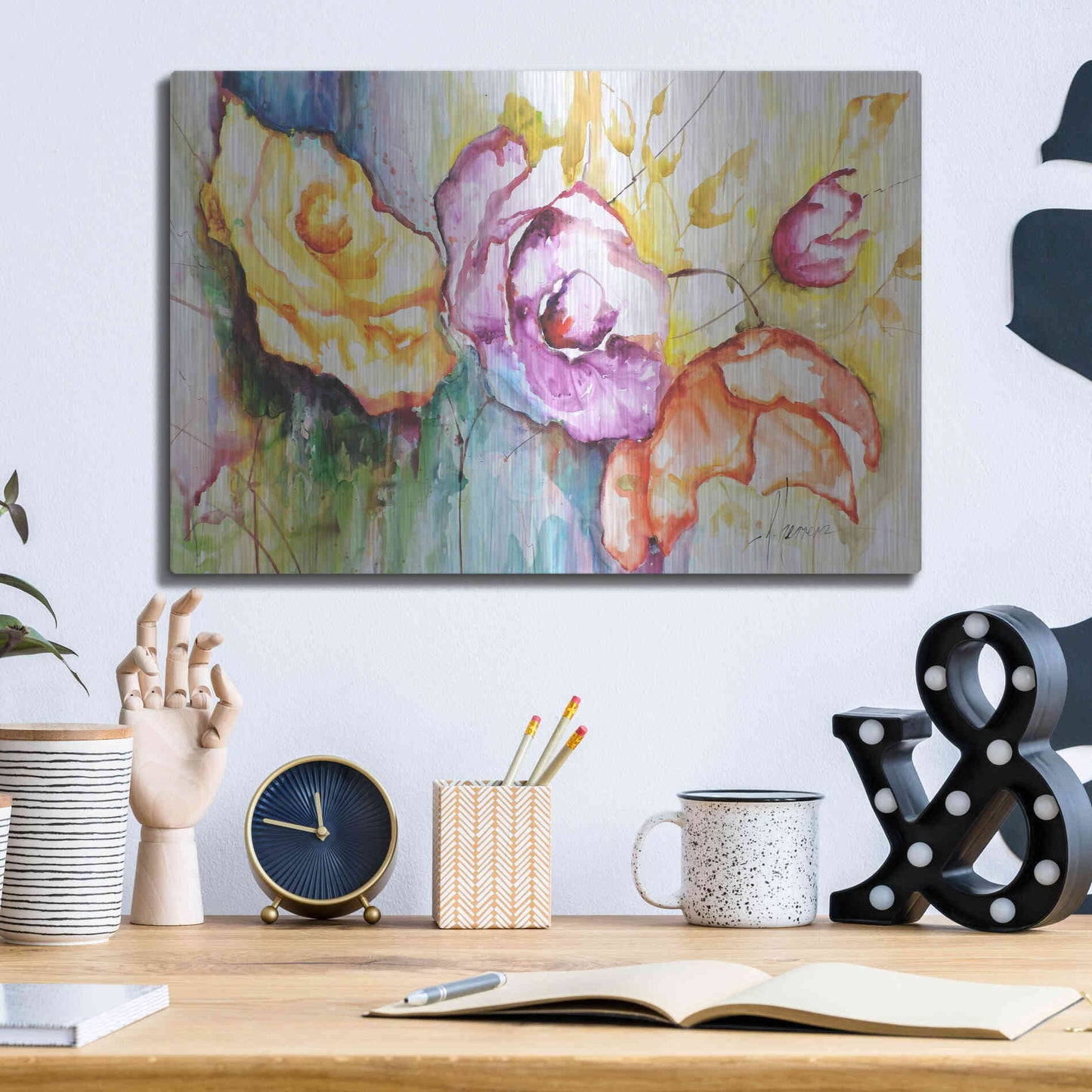 Luxe Metal Art 'Preferidas III' by Leticia Herrera, Metal Wall Art,16x12