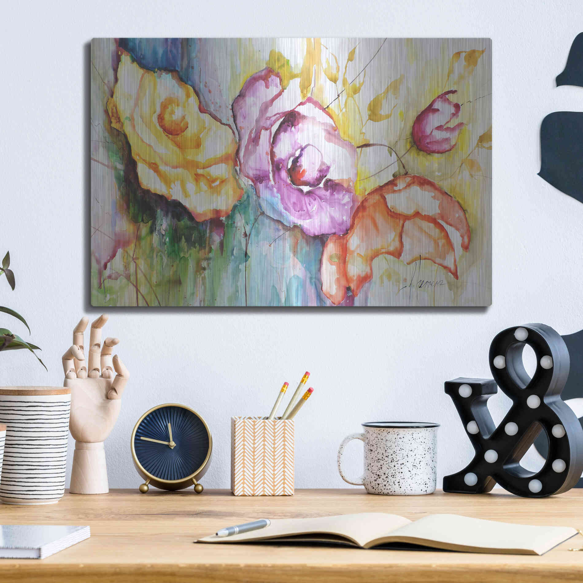 Luxe Metal Art 'Preferidas III' by Leticia Herrera, Metal Wall Art,16x12