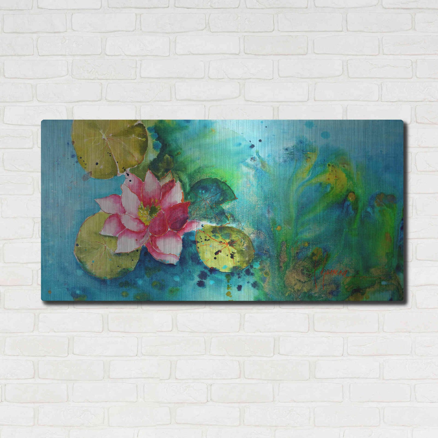 Luxe Metal Art 'Horizontal Flores VI' by Leticia Herrera, Metal Wall Art,48x24