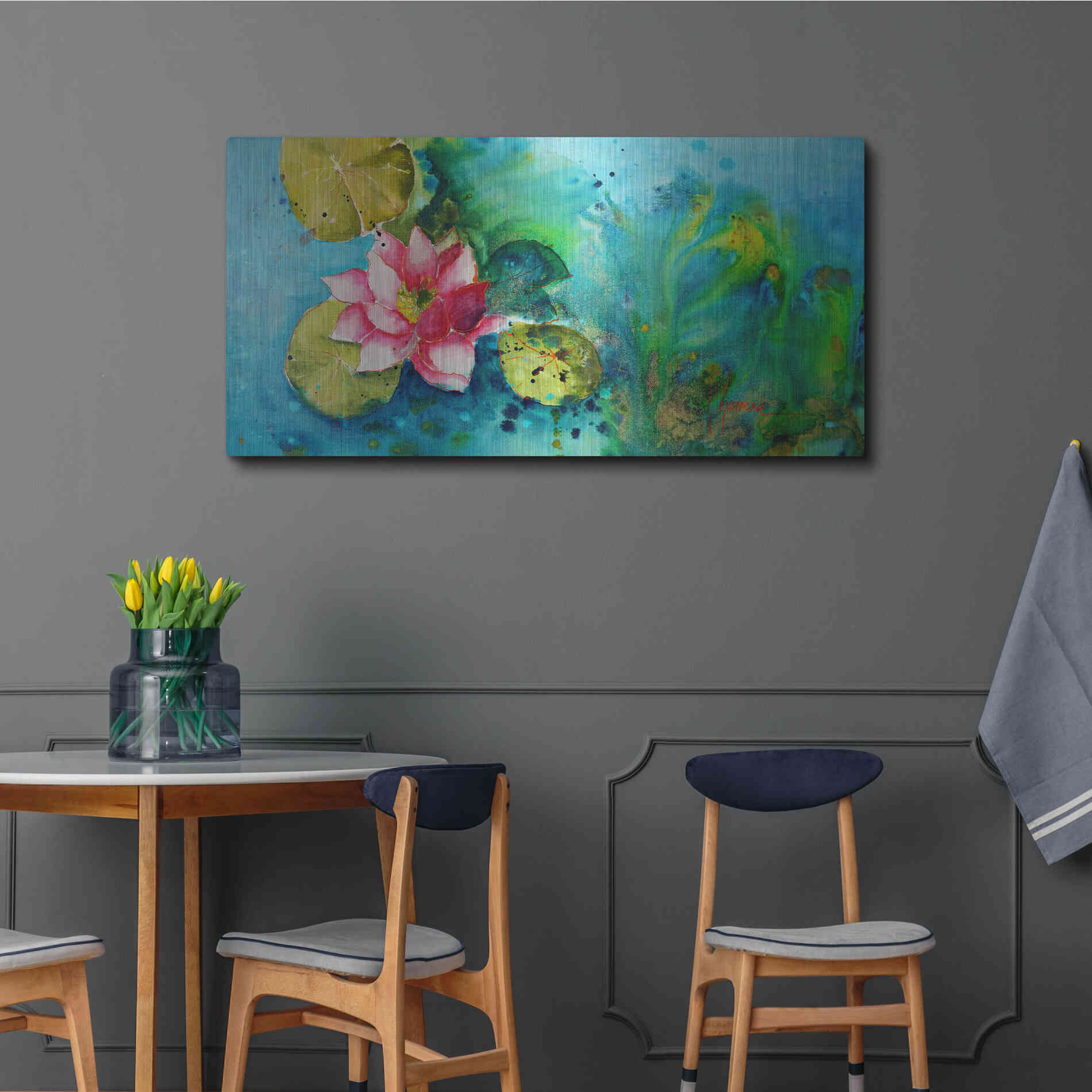 Luxe Metal Art 'Horizontal Flores VI' by Leticia Herrera, Metal Wall Art,48x24