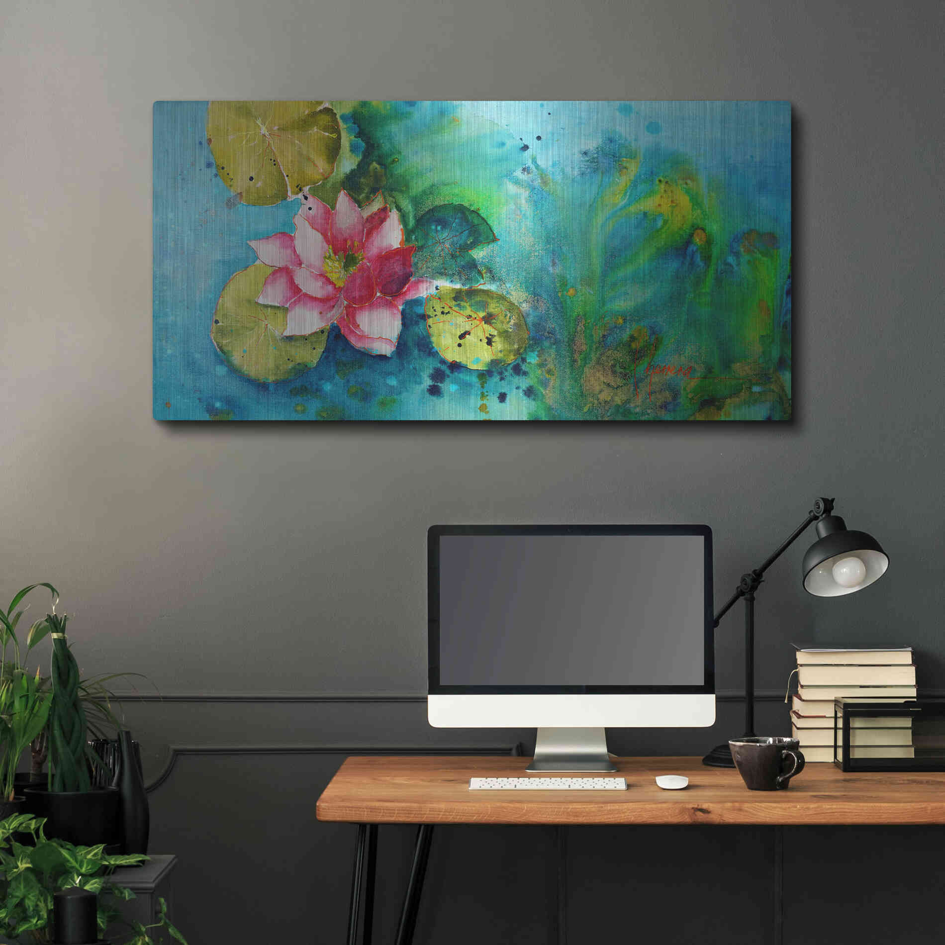 Luxe Metal Art 'Horizontal Flores VI' by Leticia Herrera, Metal Wall Art,48x24