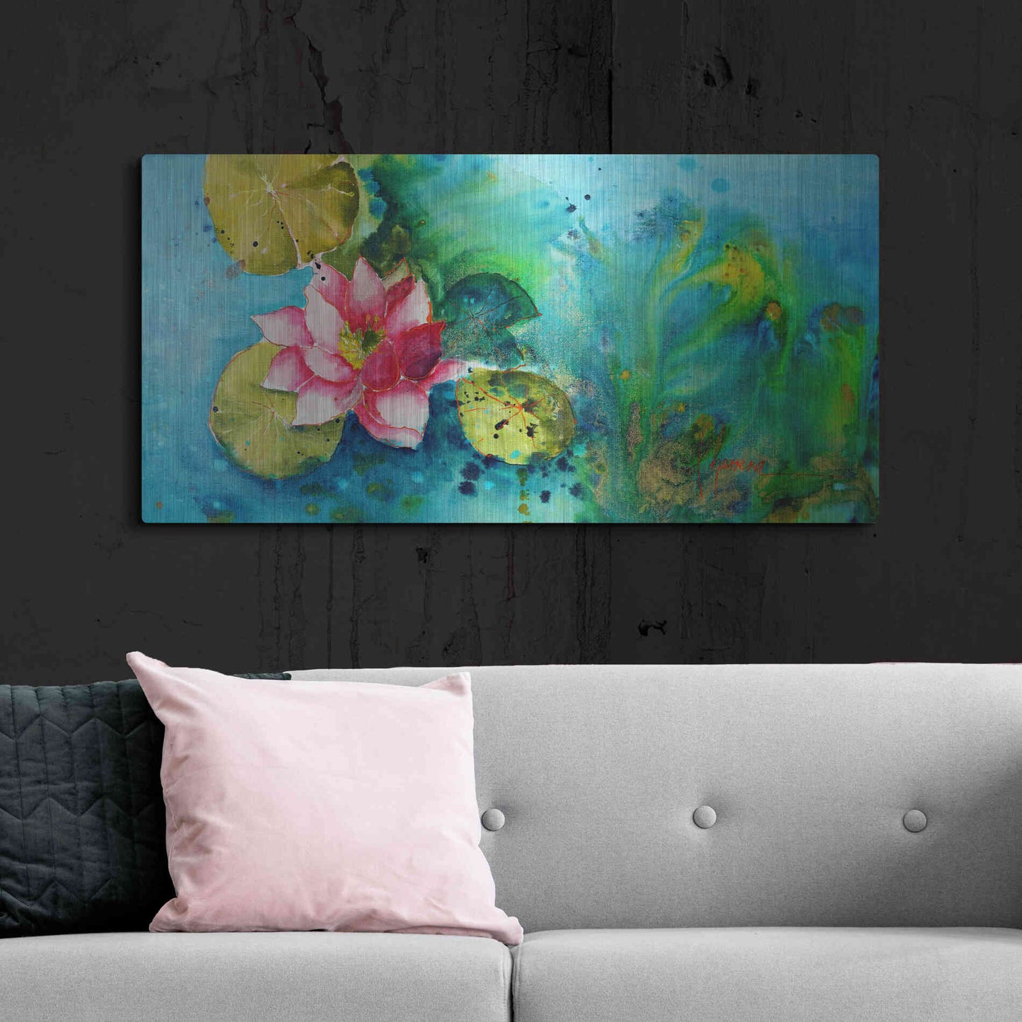 Luxe Metal Art 'Horizontal Flores VI' by Leticia Herrera, Metal Wall Art,48x24