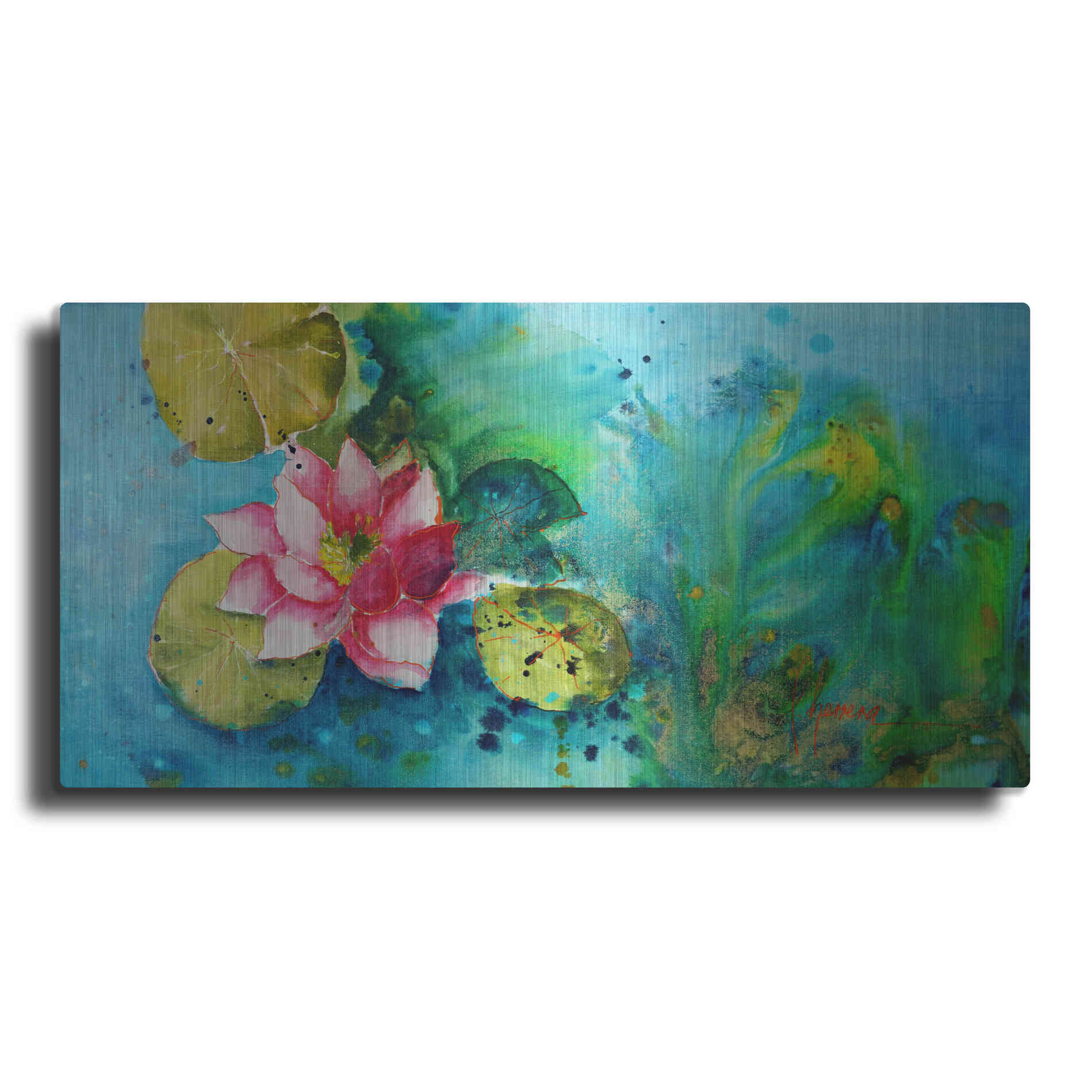 Luxe Metal Art 'Horizontal Flores VI' by Leticia Herrera, Metal Wall Art