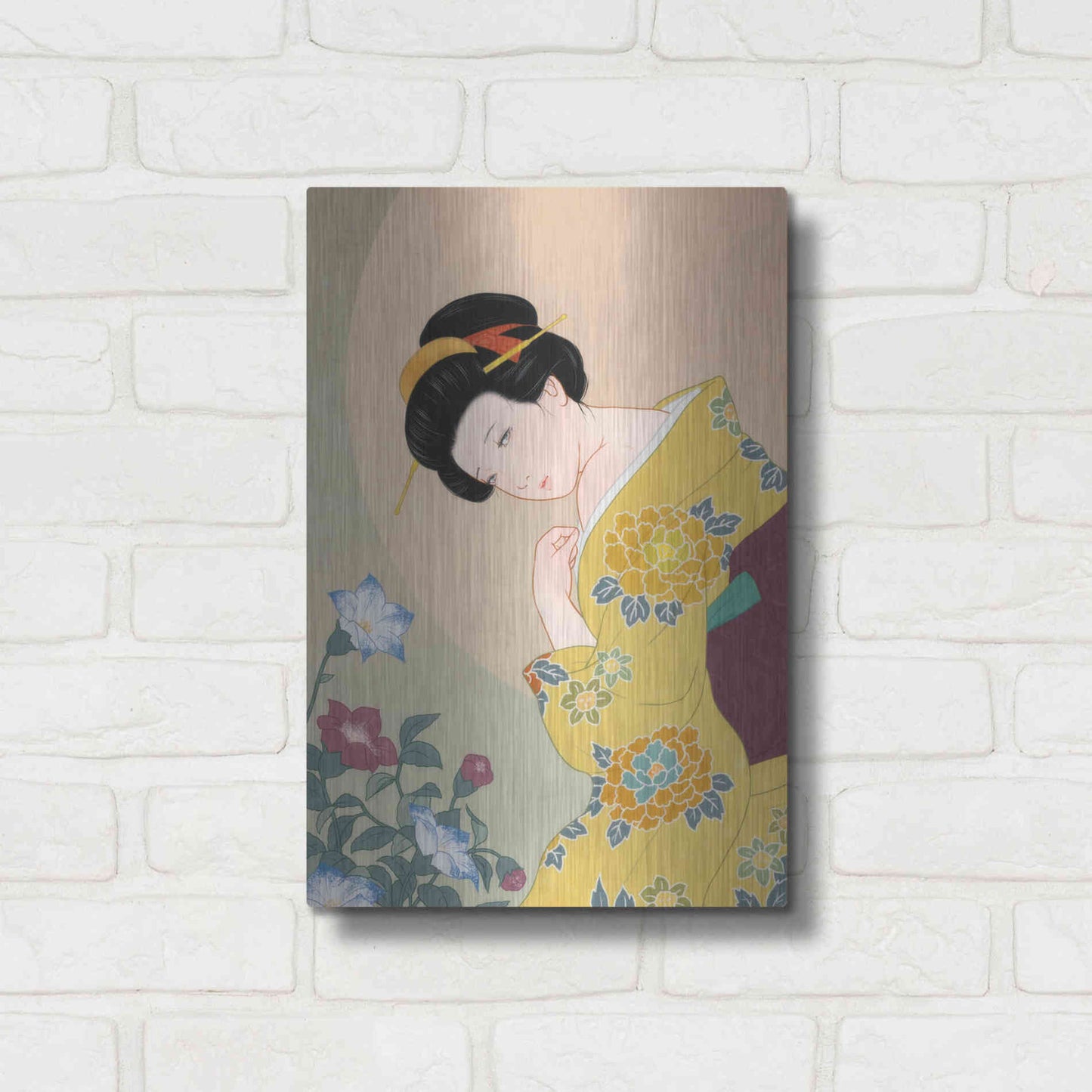 Luxe Metal Art 'Kikyou' by Sai Tamiya, Metal Wall Art,12x16