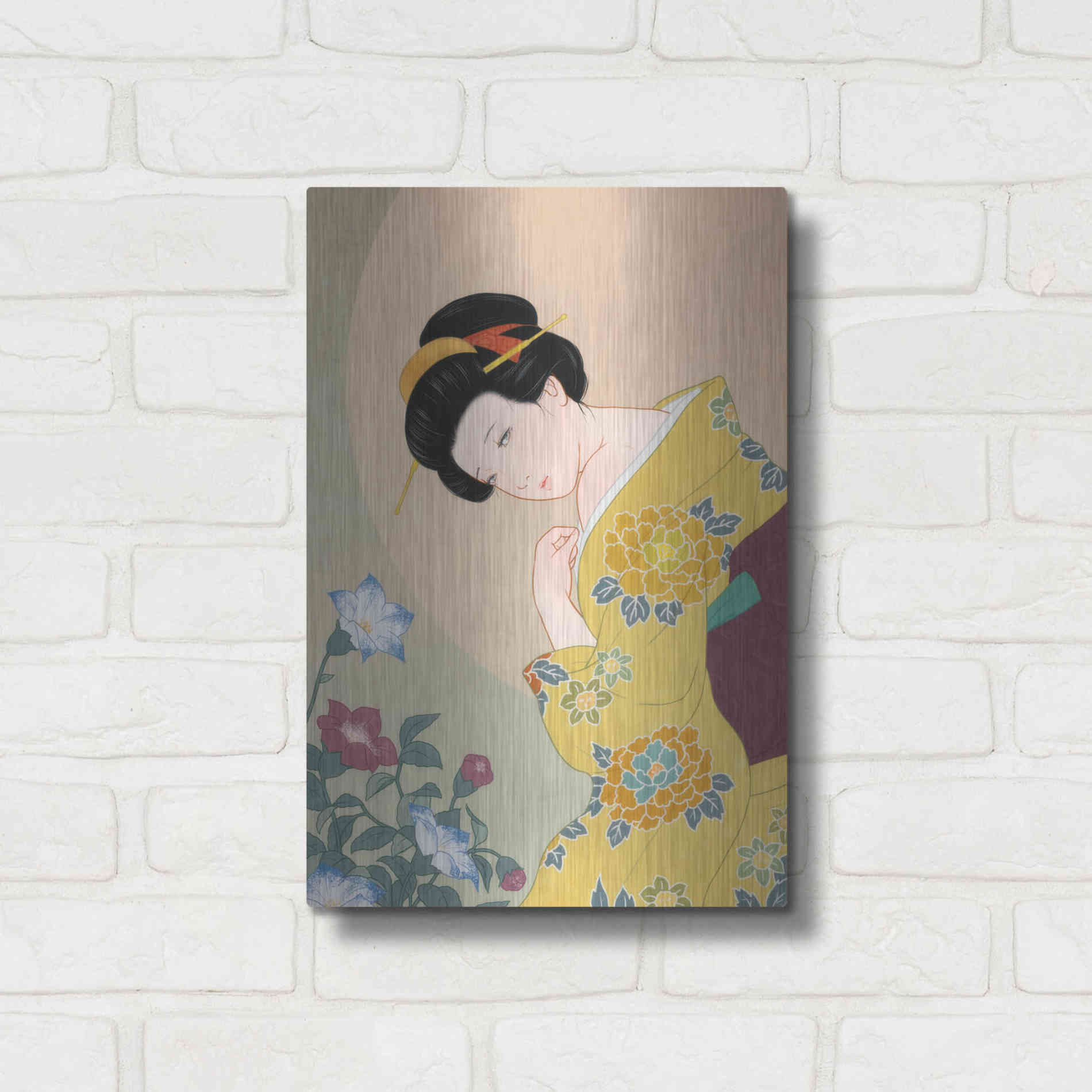 Luxe Metal Art 'Kikyou' by Sai Tamiya, Metal Wall Art,12x16