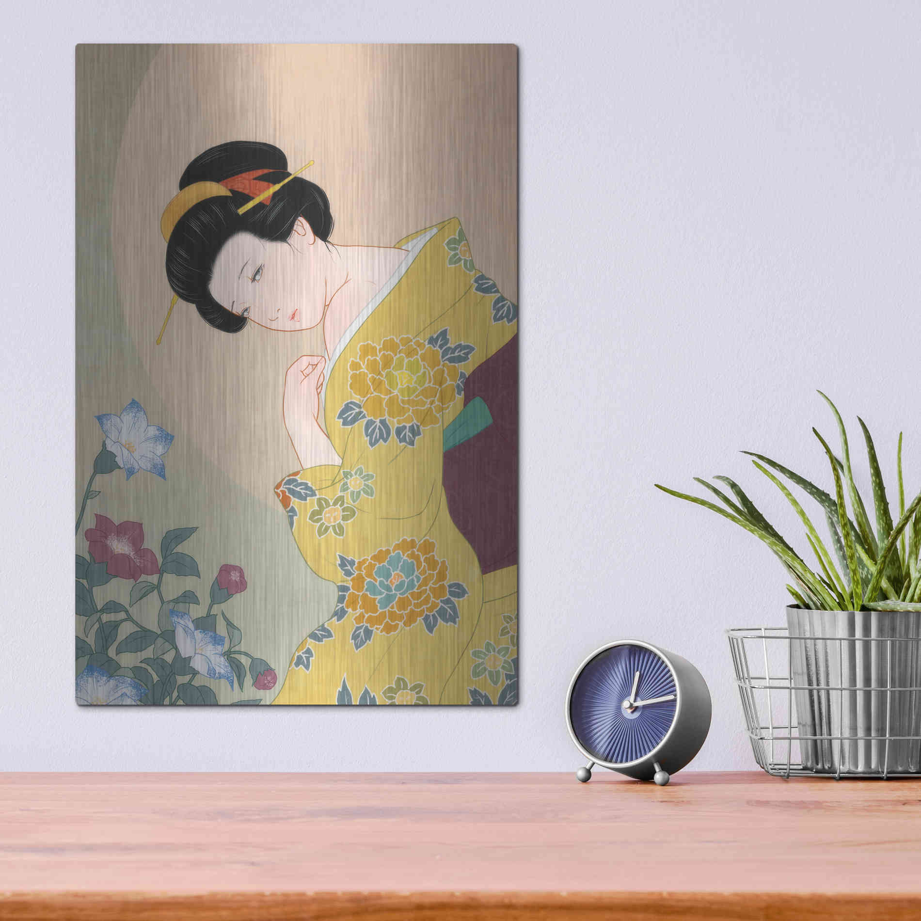 Luxe Metal Art 'Kikyou' by Sai Tamiya, Metal Wall Art,12x16