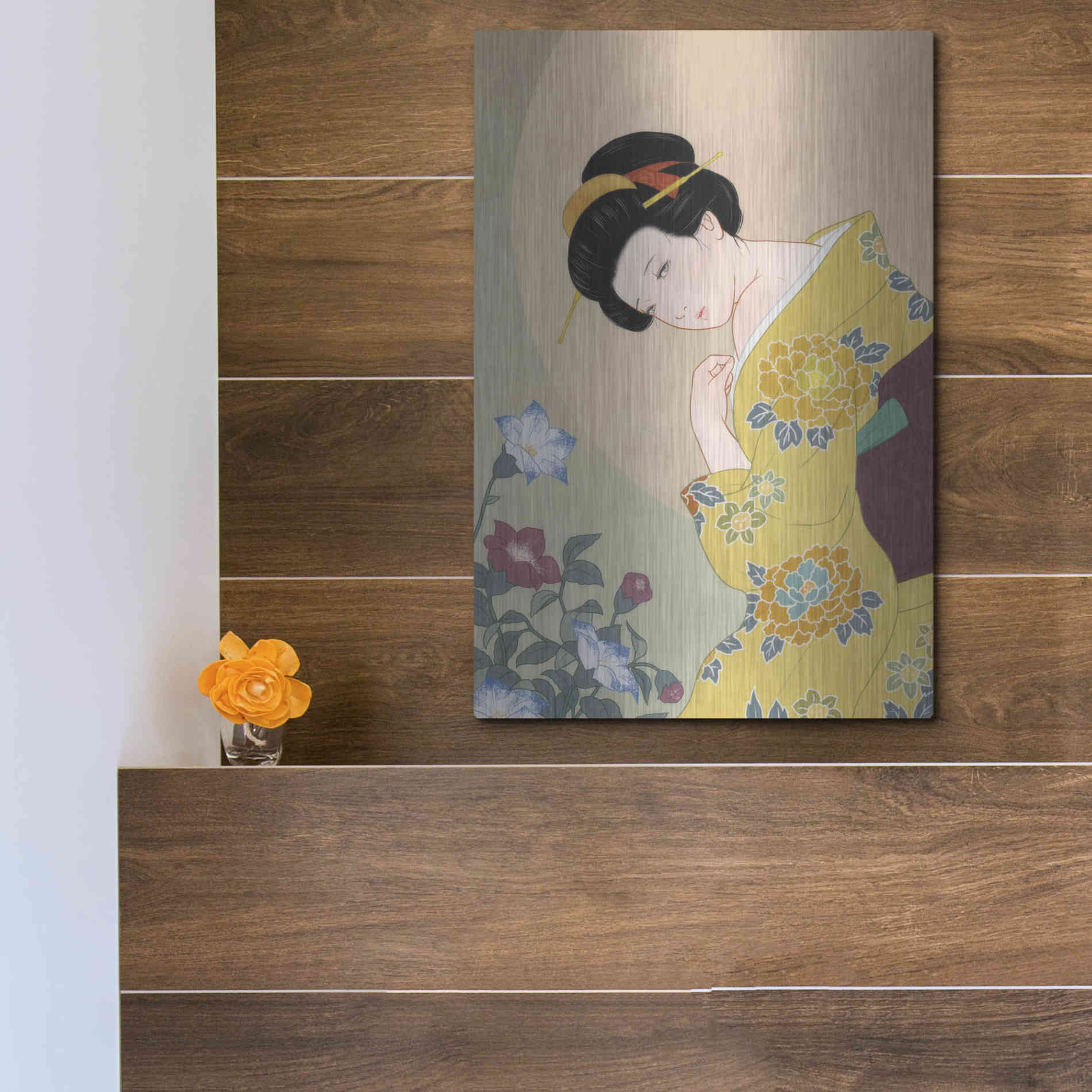 Luxe Metal Art 'Kikyou' by Sai Tamiya, Metal Wall Art,12x16