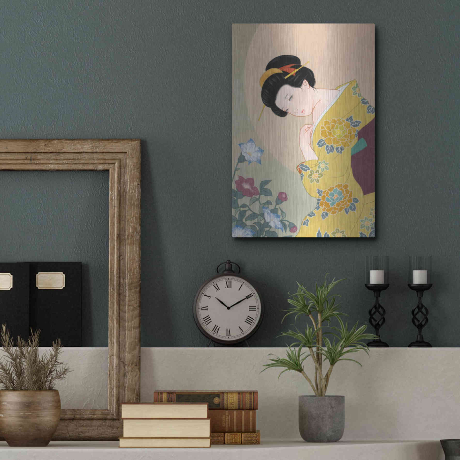 Luxe Metal Art 'Kikyou' by Sai Tamiya, Metal Wall Art,12x16