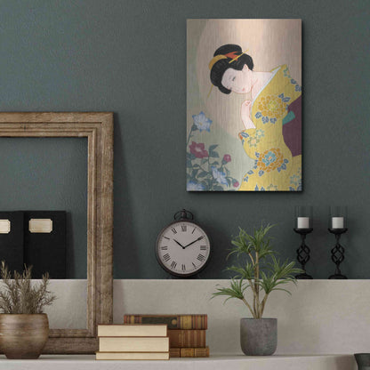 Luxe Metal Art 'Kikyou' by Sai Tamiya, Metal Wall Art,12x16