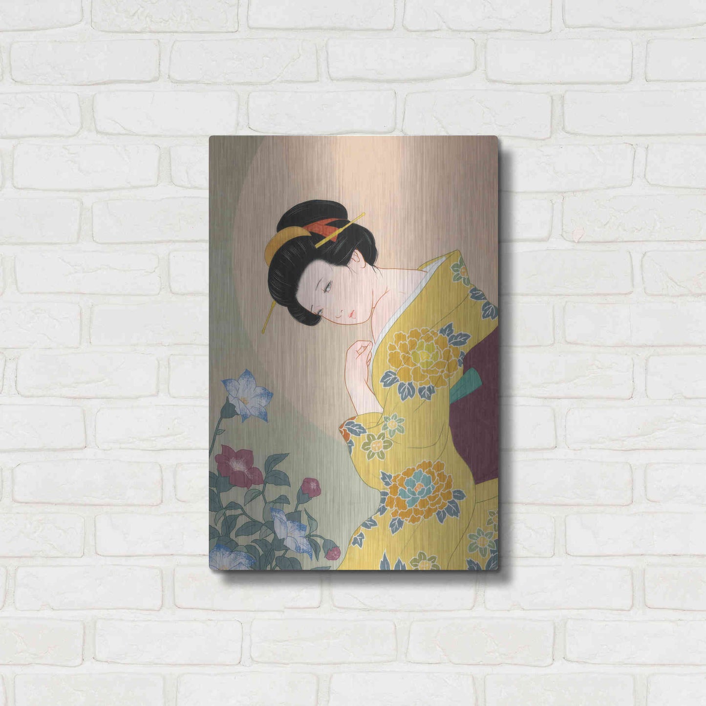 Luxe Metal Art 'Kikyou' by Sai Tamiya, Metal Wall Art,16x24