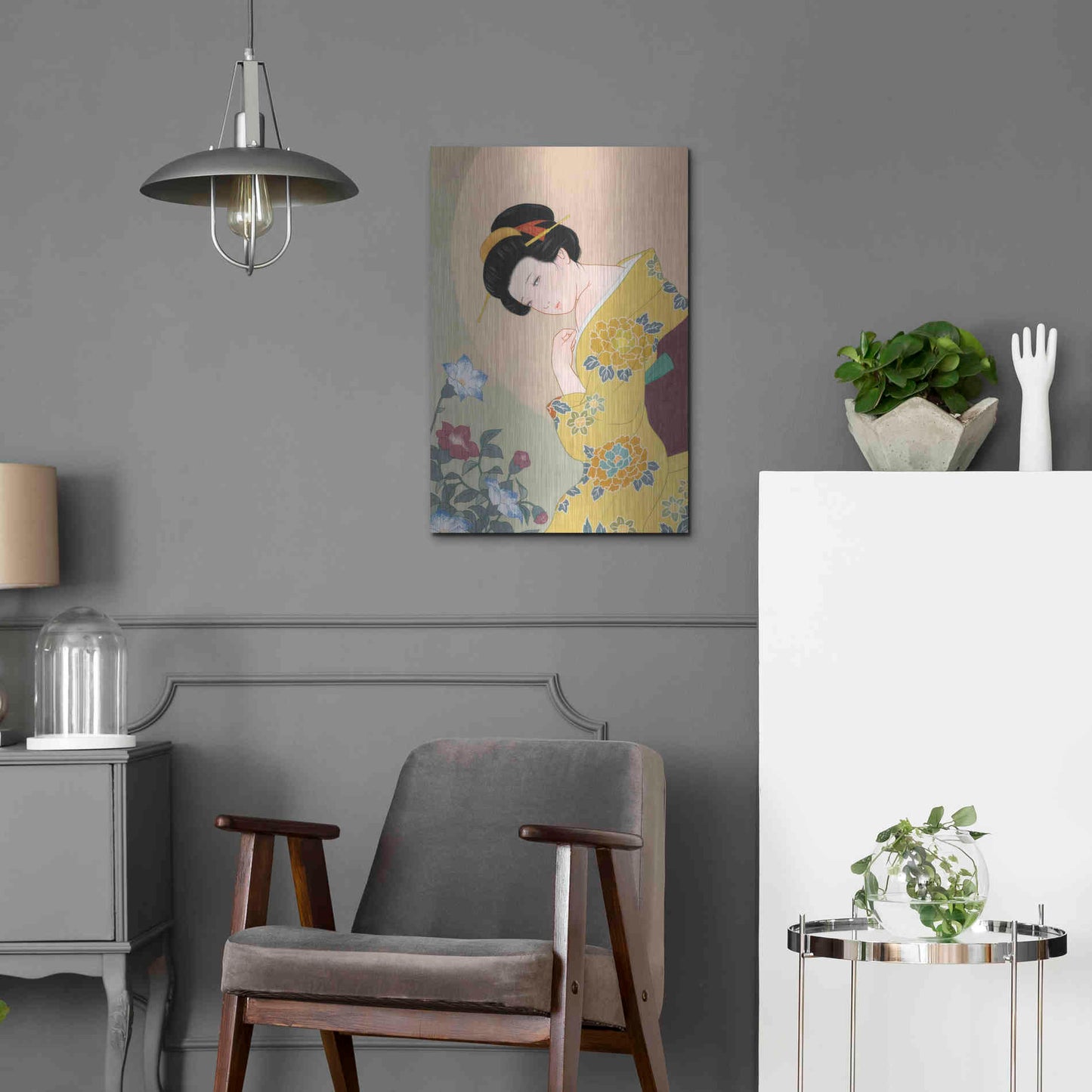 Luxe Metal Art 'Kikyou' by Sai Tamiya, Metal Wall Art,16x24