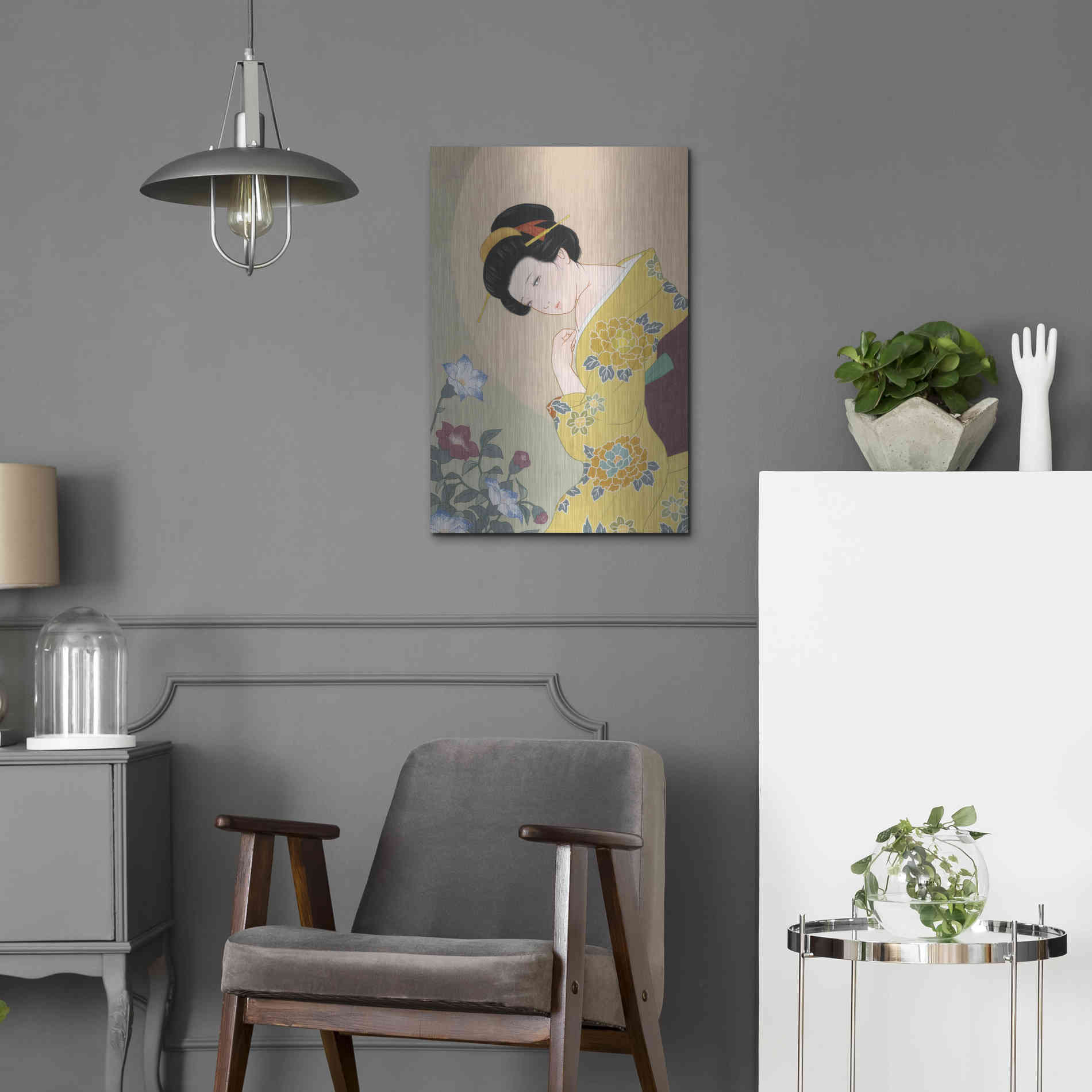 Luxe Metal Art 'Kikyou' by Sai Tamiya, Metal Wall Art,16x24