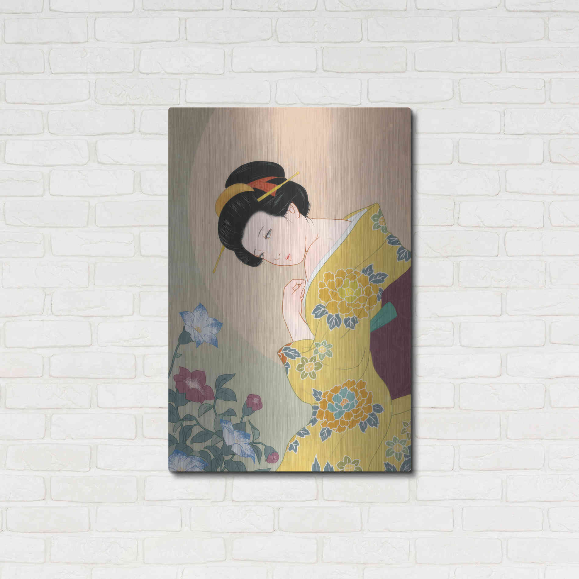 Luxe Metal Art 'Kikyou' by Sai Tamiya, Metal Wall Art,24x36