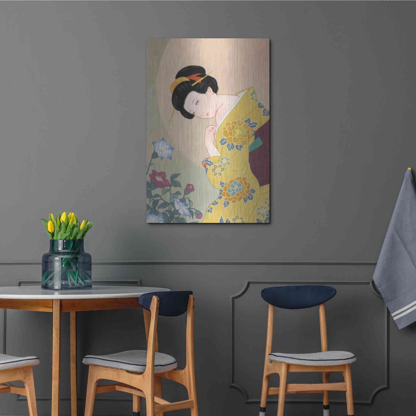 Luxe Metal Art 'Kikyou' by Sai Tamiya, Metal Wall Art,24x36