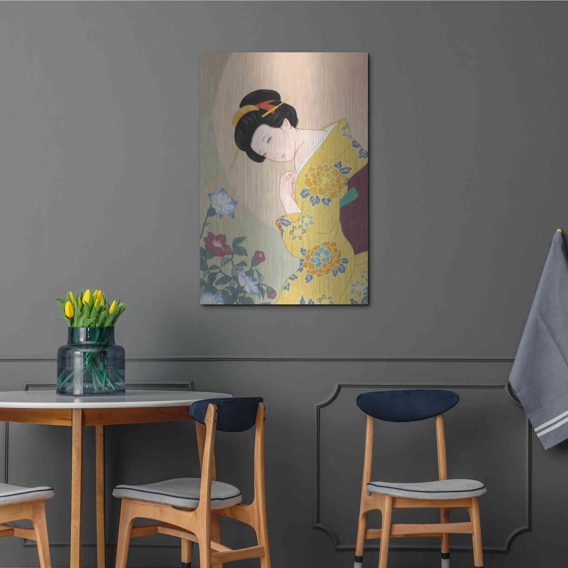 Luxe Metal Art 'Kikyou' by Sai Tamiya, Metal Wall Art,24x36